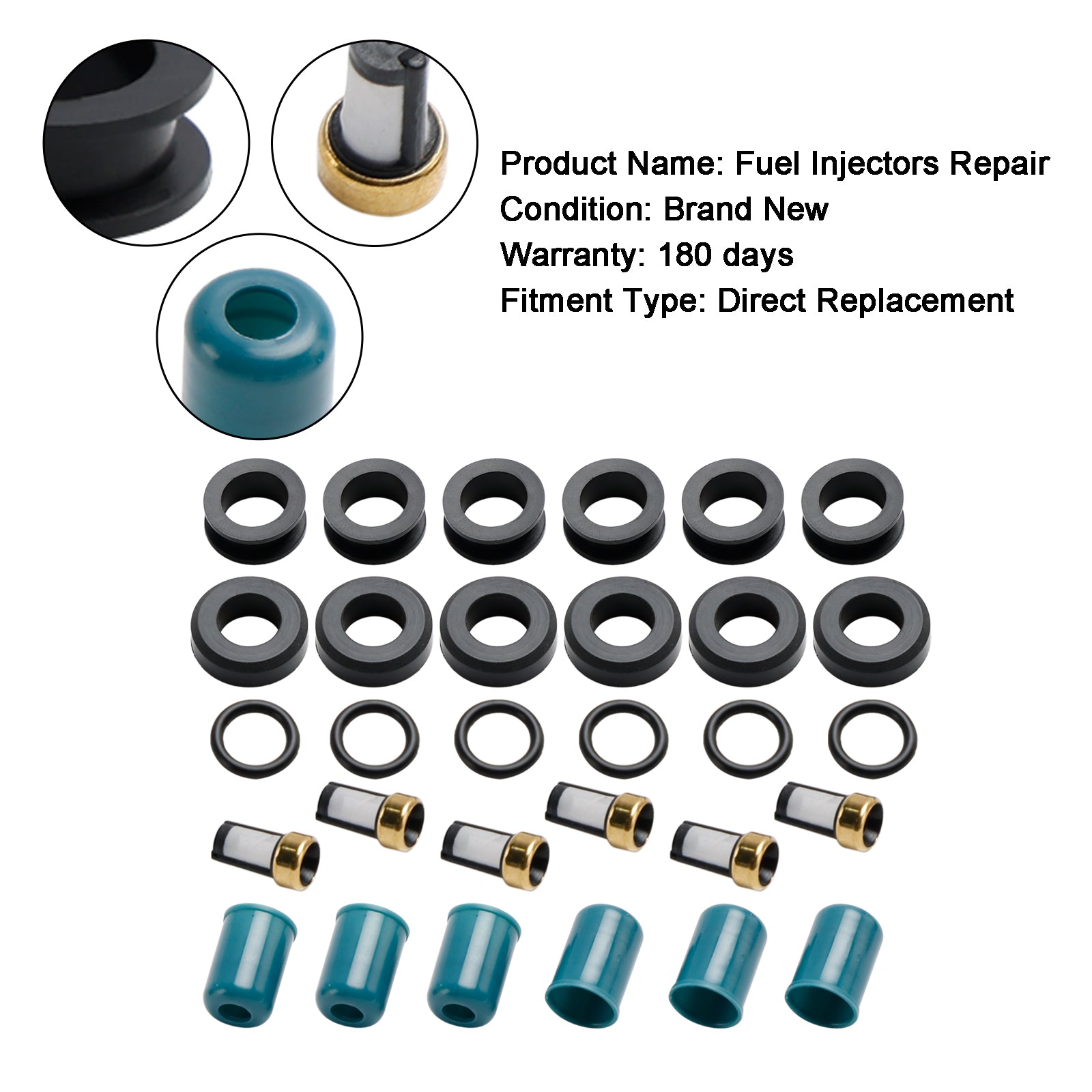 Fuel Injector Repair Seal Rebuild Kit Fit Toyota 3VZE 1988-1995 3.0L Truck