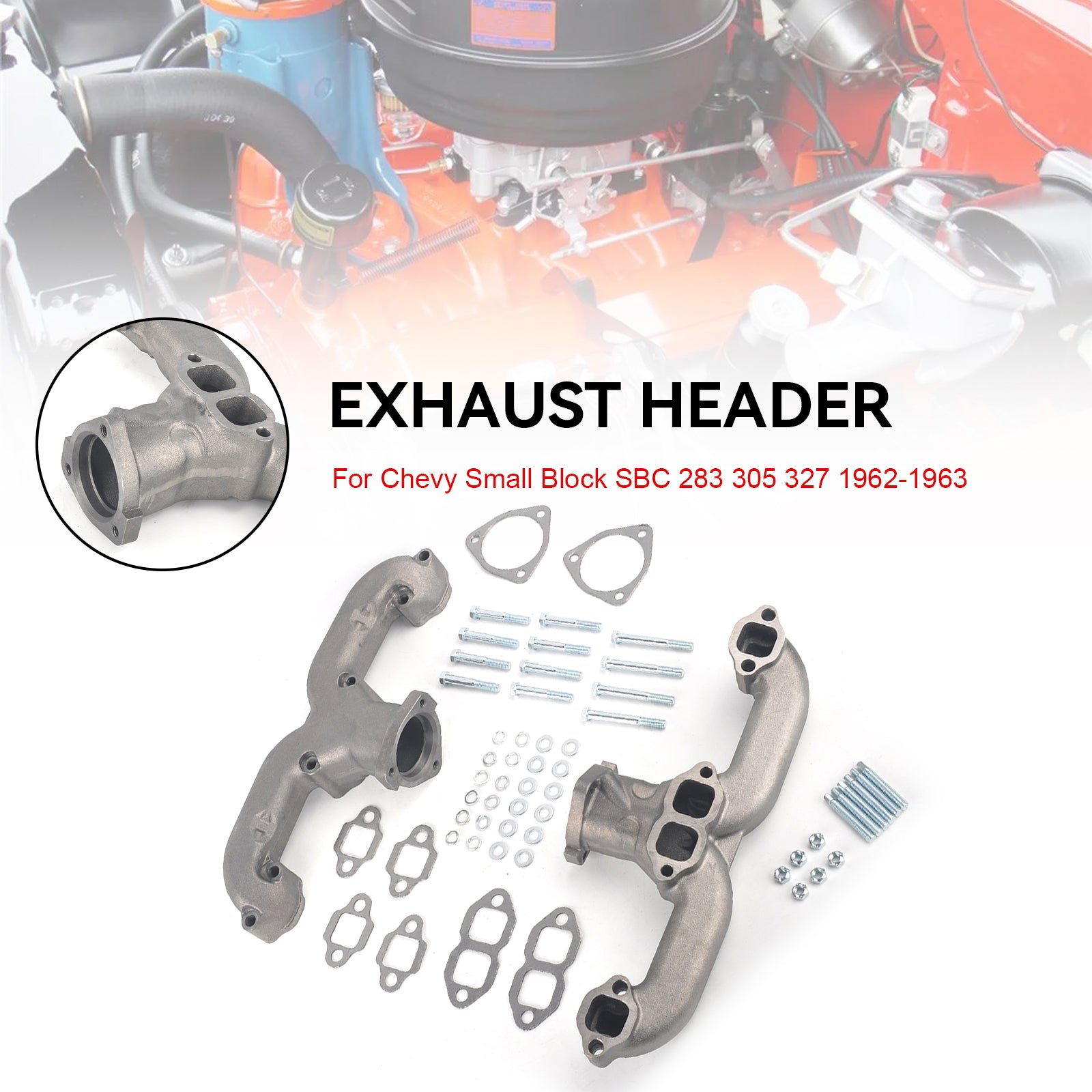 Cast Iron Exhaust Header Manifold Fit Chevy Small Block SBC 283 305 327 1962-1963