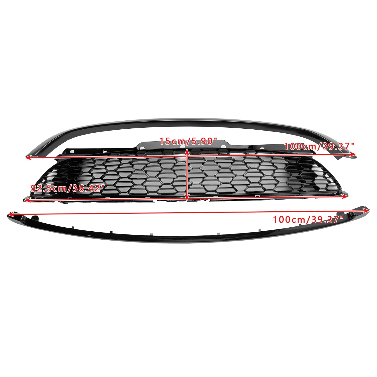 3PCS Gloss Black Front Grill Grille Fit Mini R55 R56 R57 R58 R59 Cooper S & JCW