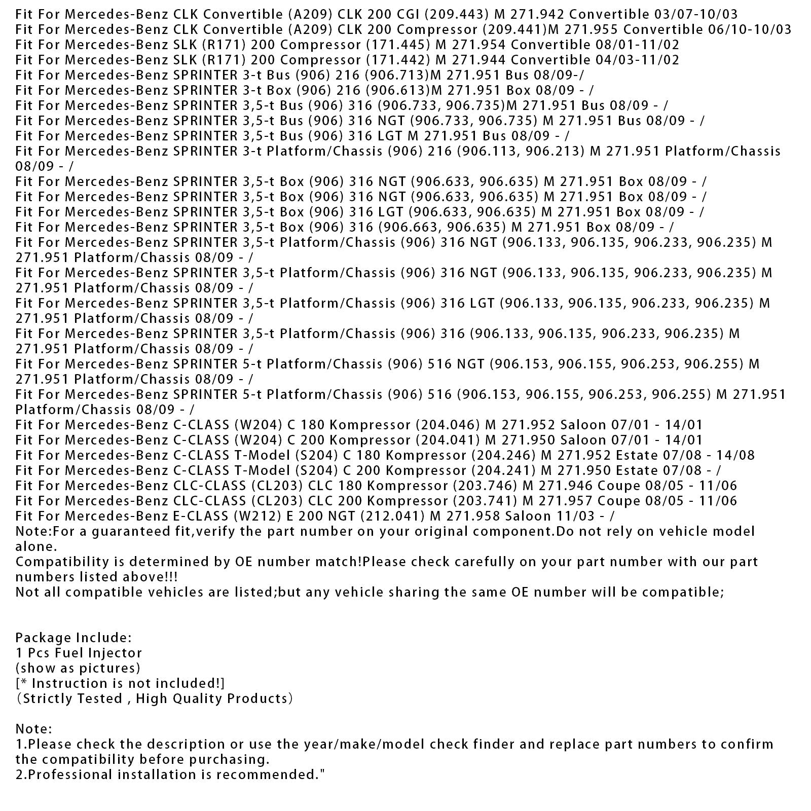 1Pcs Fuel Injector For Mercedes C E CLC CLK SLK SLC Sprinter M271 A2710780549