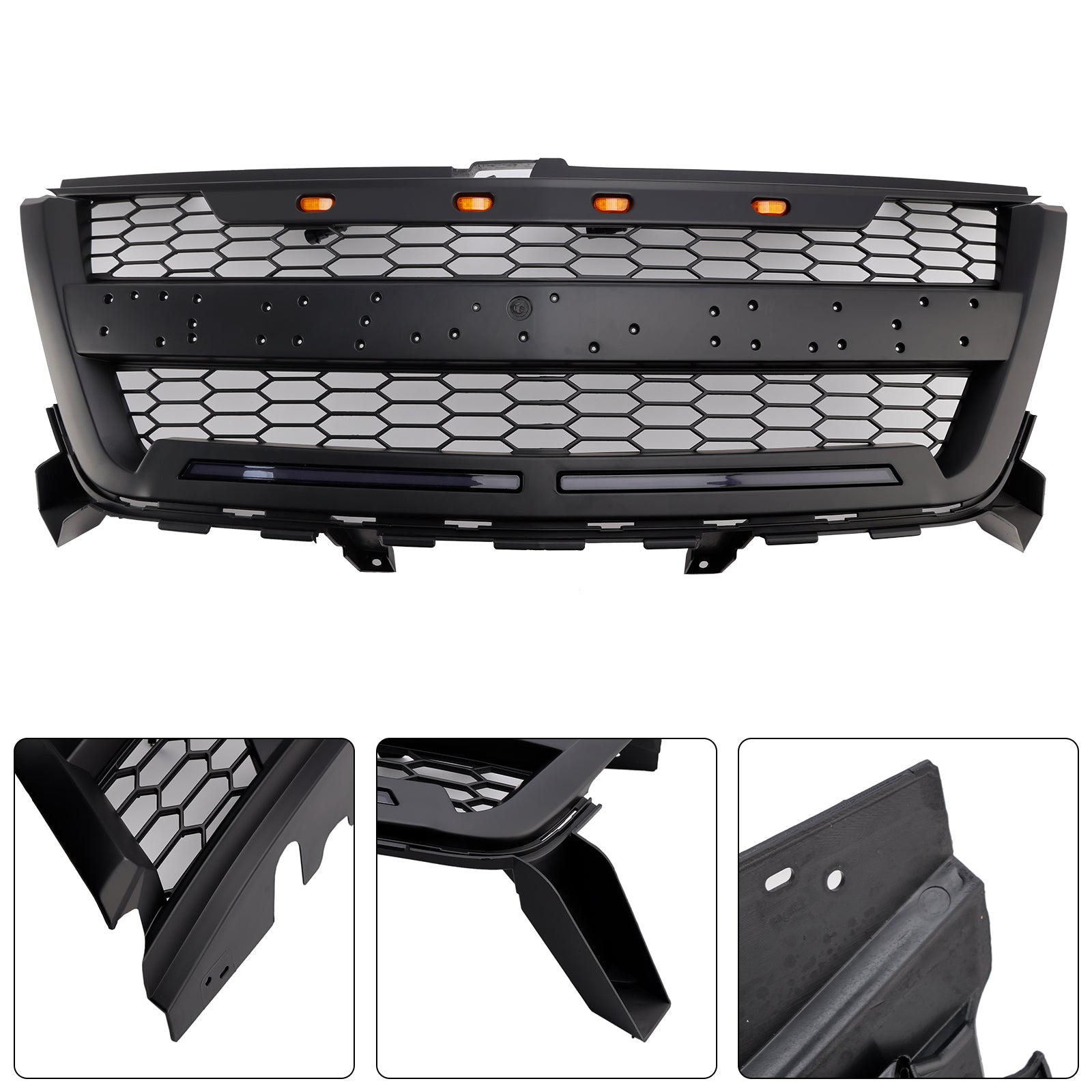 Matte Black Front Bumper Grille Grill Fit Chevy Colorado 2016-2020 W//LED