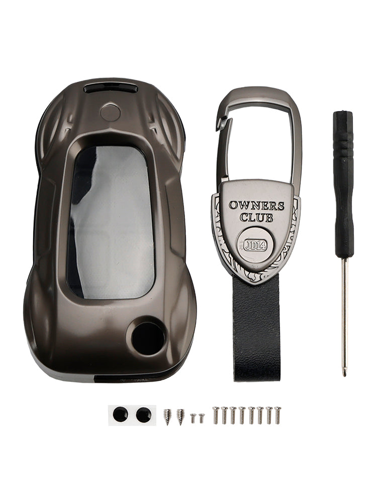 Audi A1 A3 S3 Leather Alloy Zinc Car Key Gray Case Cover