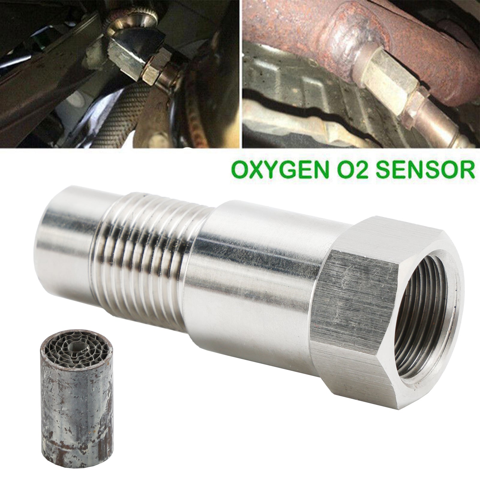 60MM CEL Check Engine Light Adapter CEL Eliminator Mini Catalytic Converter O2 Sensor