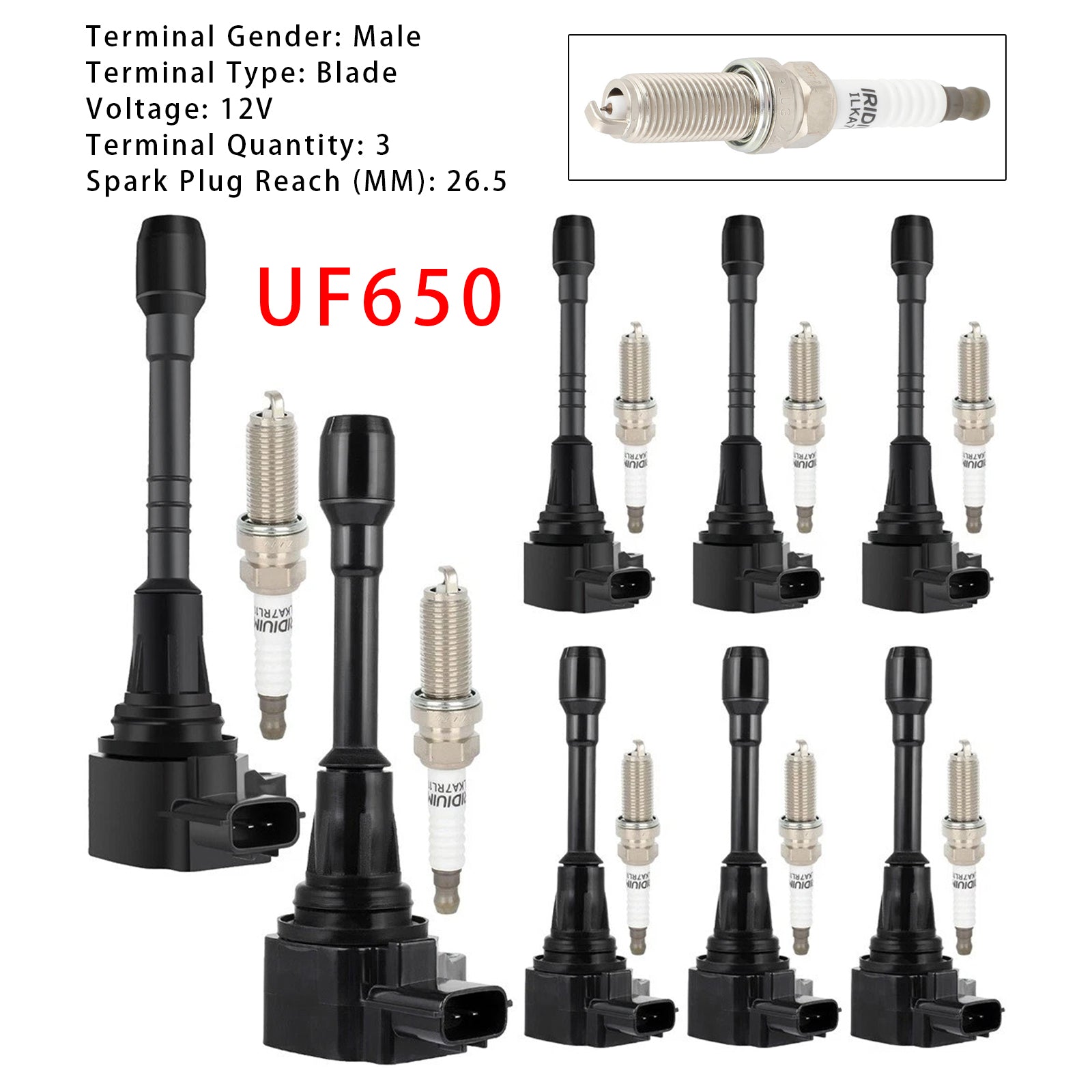 8X Ignition Coil & Spark Plug Kit UF650 For Infiniti QX80 5.6L V8 2014-2019