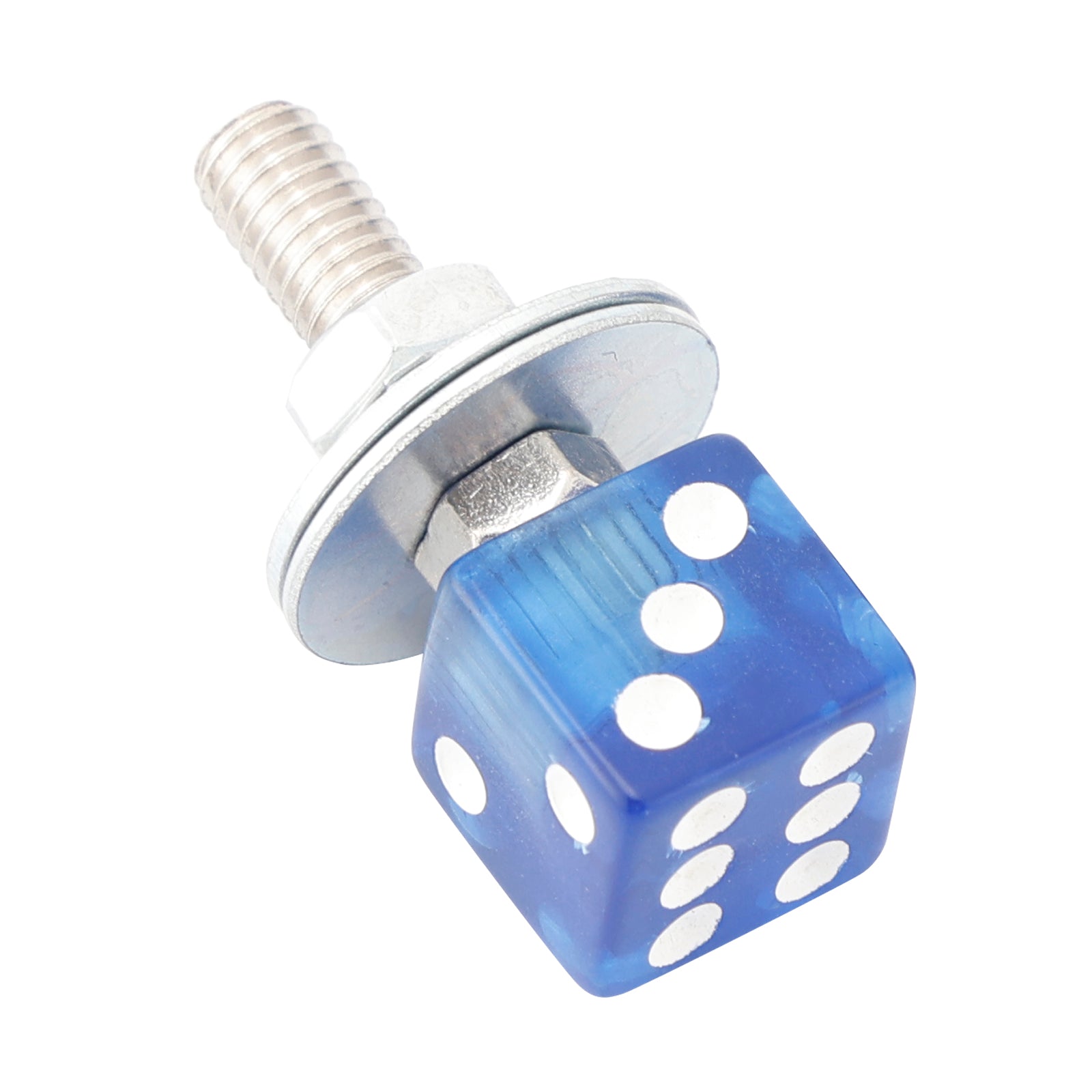 2x Custom DICE License Plate Bolt Screw Blue Plastic Motorcycle Chopper Bobber