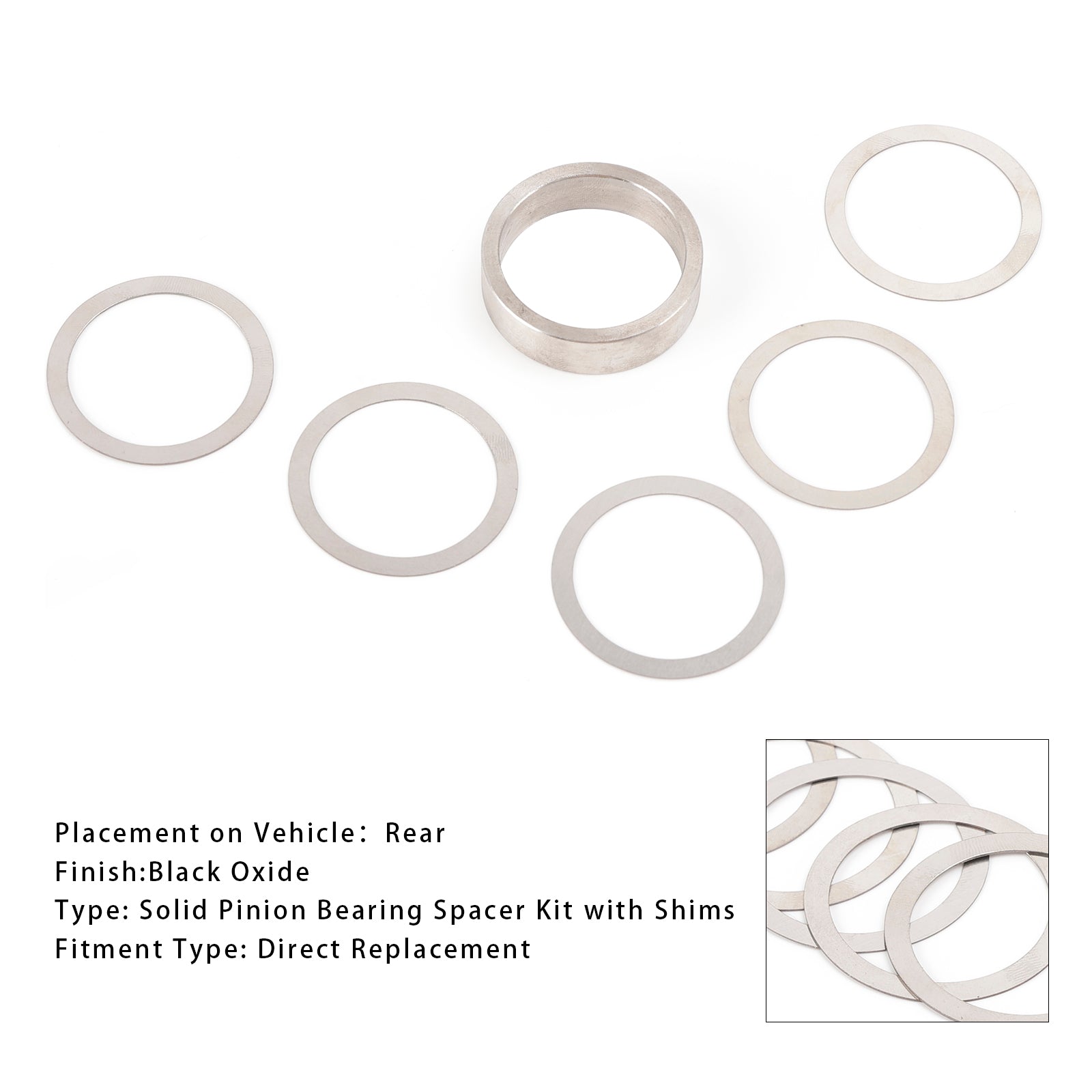 9 Inch Solid Pinion Bearing Spacer Kit with Shims 9190920 For Ford