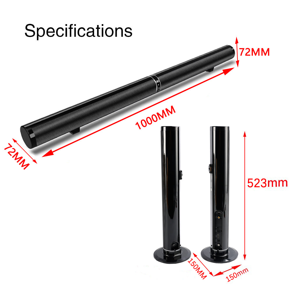 Detachable Surround Sound Bar Wireless Subwoofer 2 Speaker System Home Theater