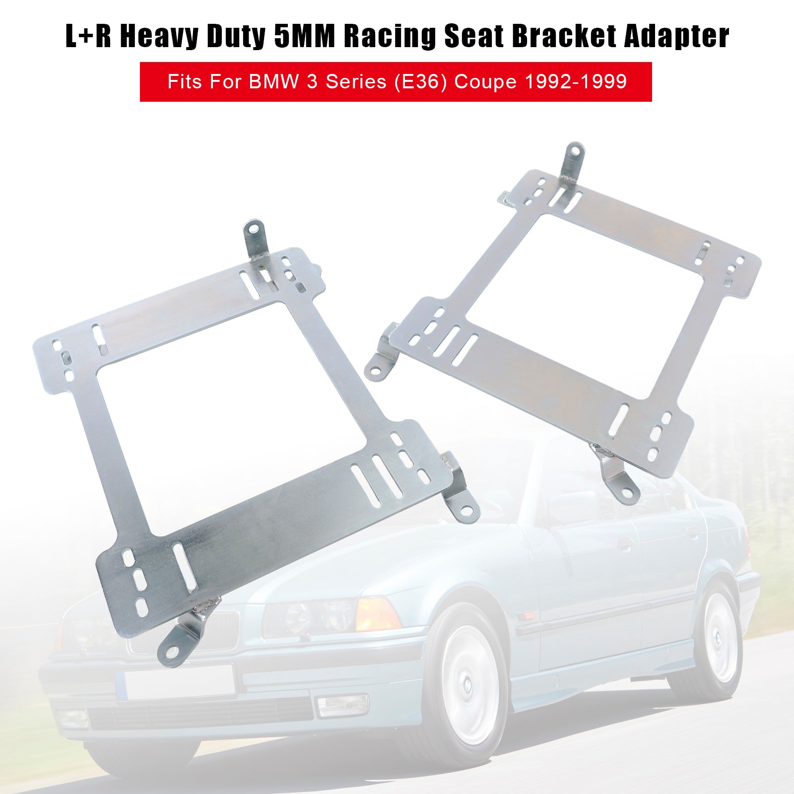 L+R Heavy Duty 5MM Racing Seat Bracket Adapter Fits For BMW 3 Series (E36) Coupe 1992-1999