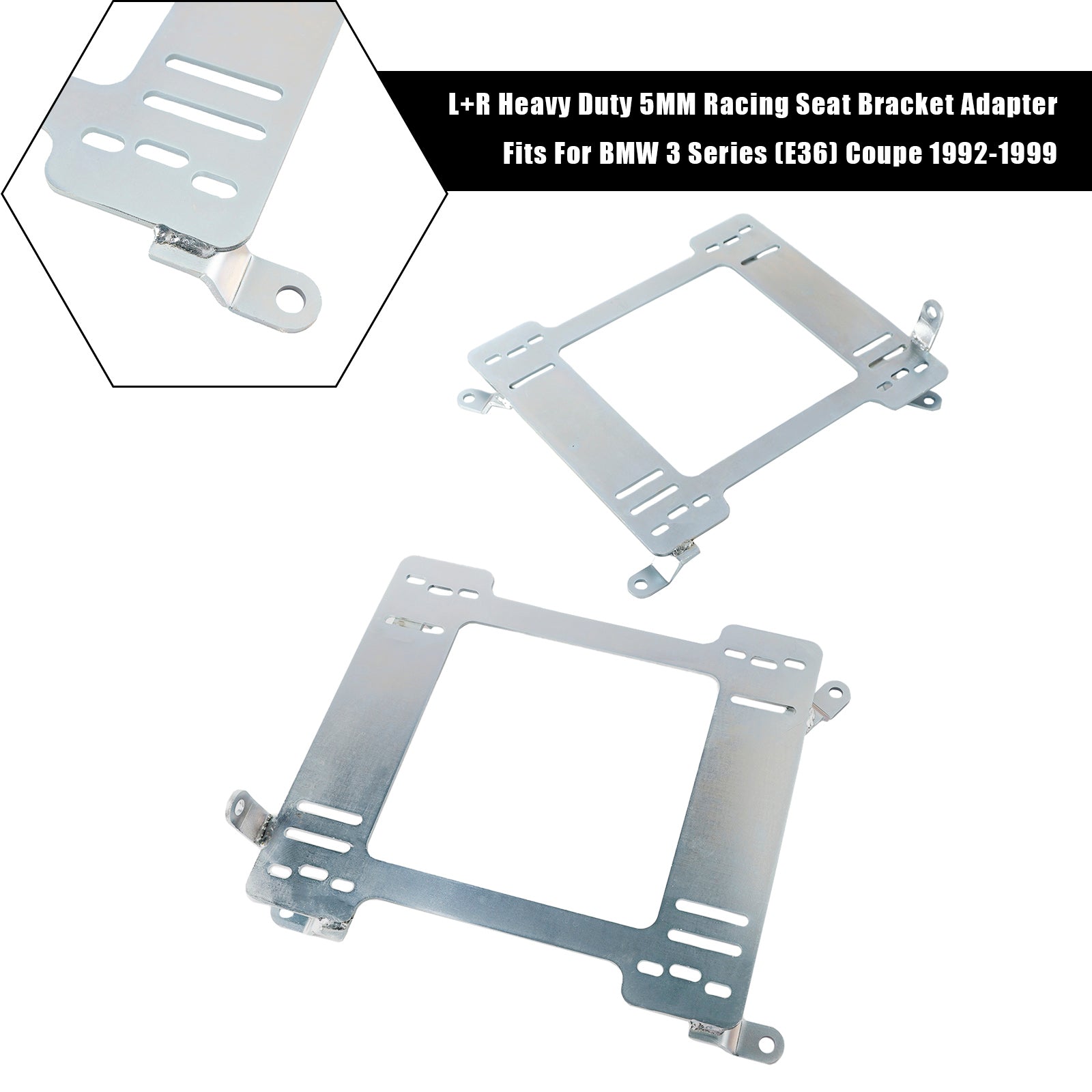 L+R Heavy Duty 5MM Racing Seat Bracket Adapter Fits For BMW 3 Series (E36) Coupe 1992-1999