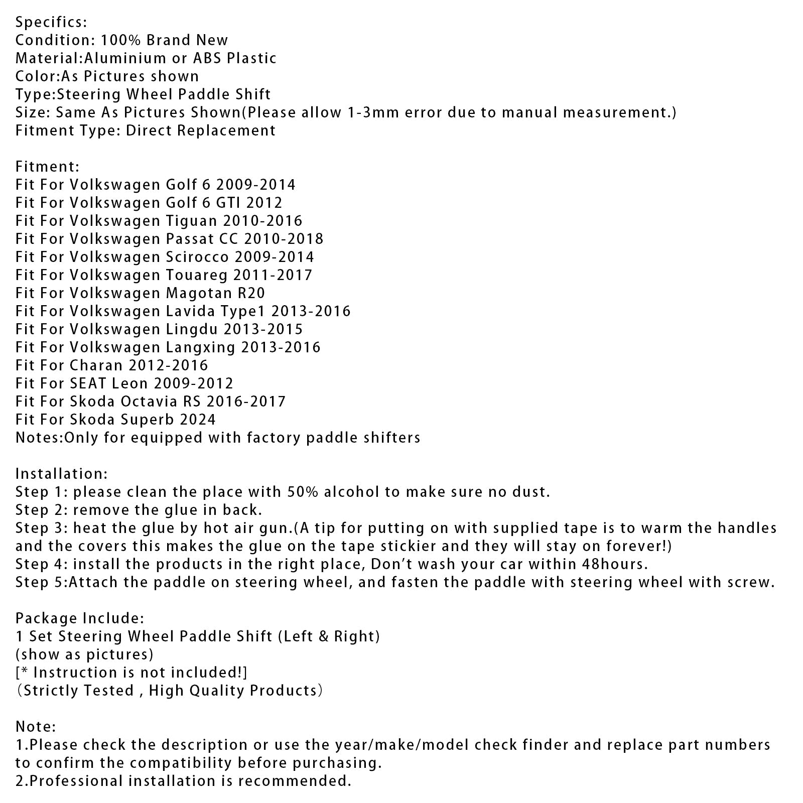 Steering Wheel Paddle Shifter Extension For SEAT VW Scirocco