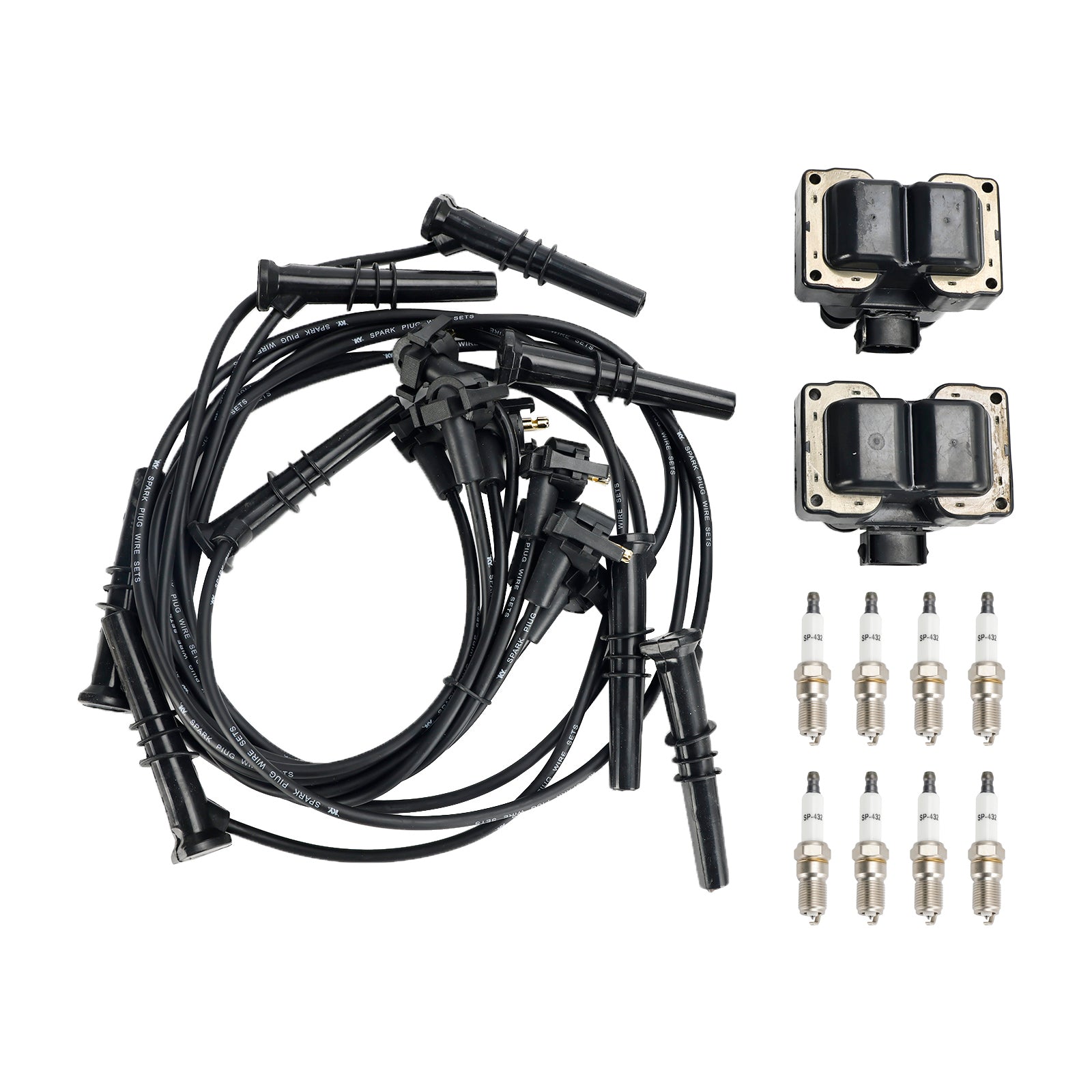 1991-1997 Lincoln Town Car V8 4.6L 2 Ignition Coil Pack 8 Spark Plugs and Wire Set FD487 SP432