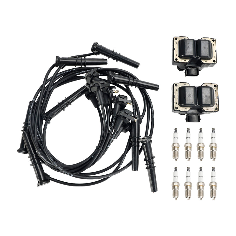 1992-1997 Ford Crown Victoria Mercury Grand Marquis V8 4.6L 2 Ignition Coil Pack 8 Spark Plugs and Wire Set FD487 SP432