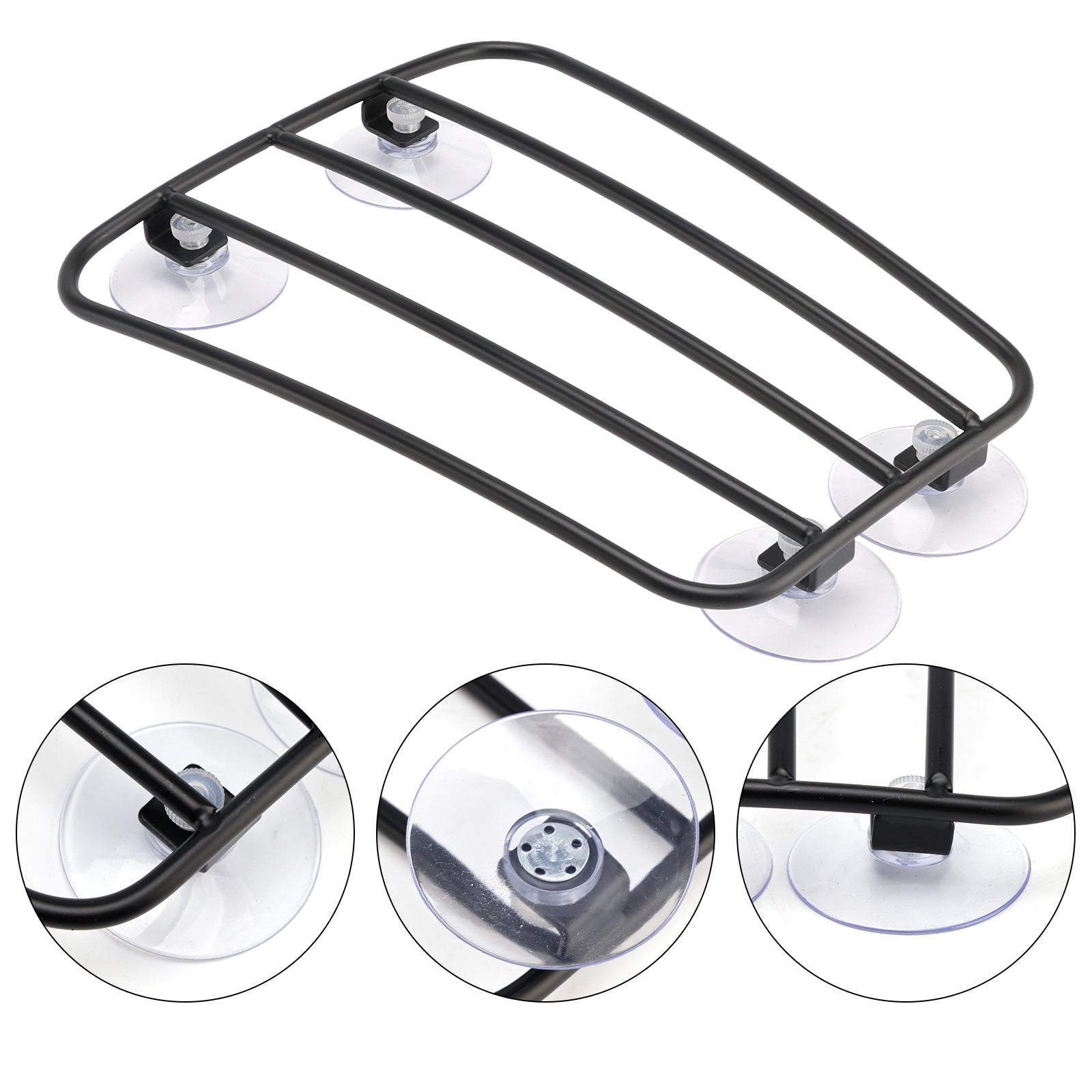 Classic Style Motorcycle Black Universal Parcel Tank Rack Carrier w/Suction Cups