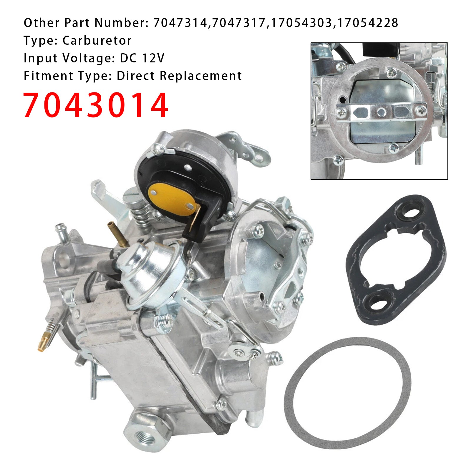 Carburetor w/ Gaskets 7043014 For Chevy & GMC L6 eingines- 4.1L 250 & 4.8L 292