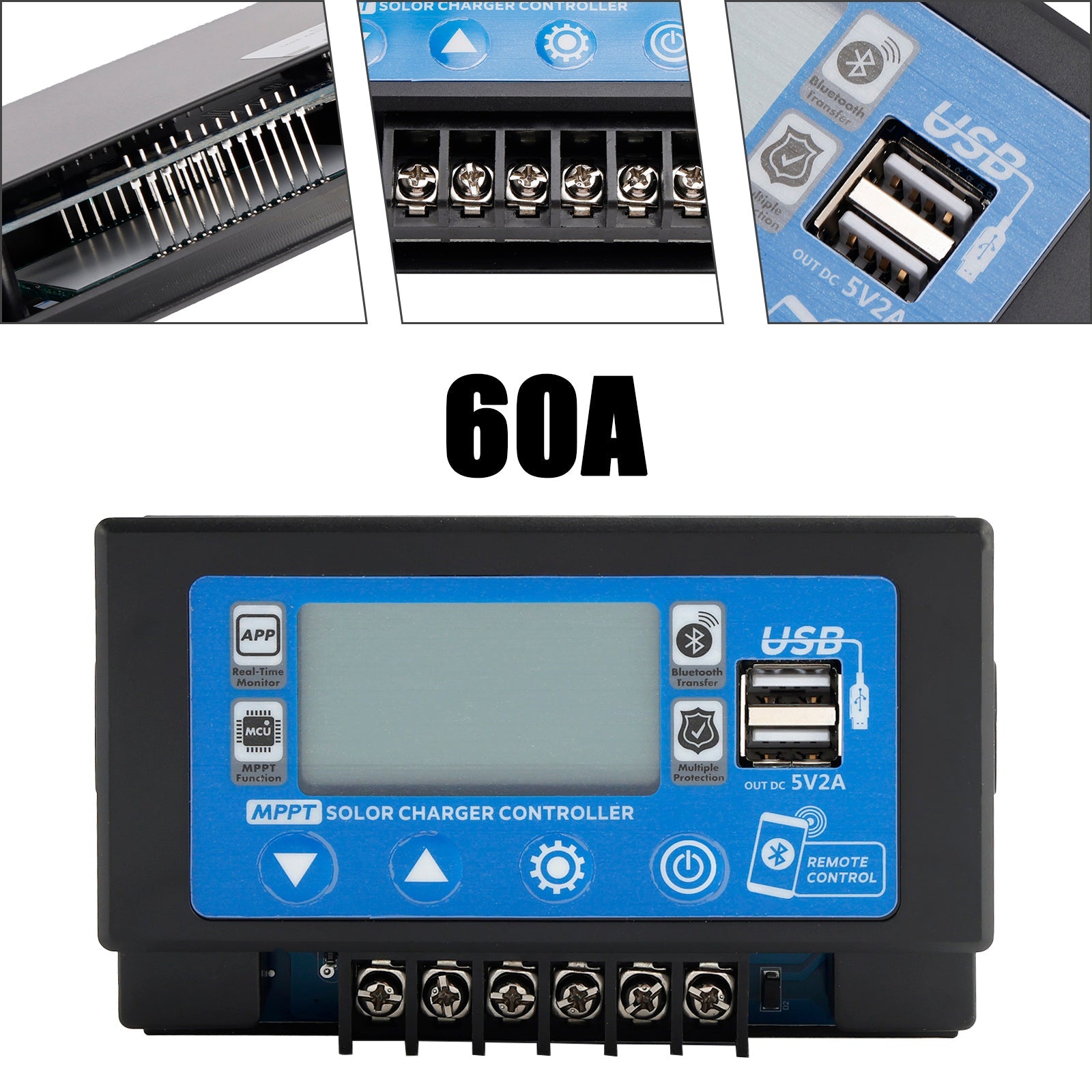 30/60A 내장형 스냅온 에너지 저장 전용 MPPT 태양광 컨트롤러 블루투스