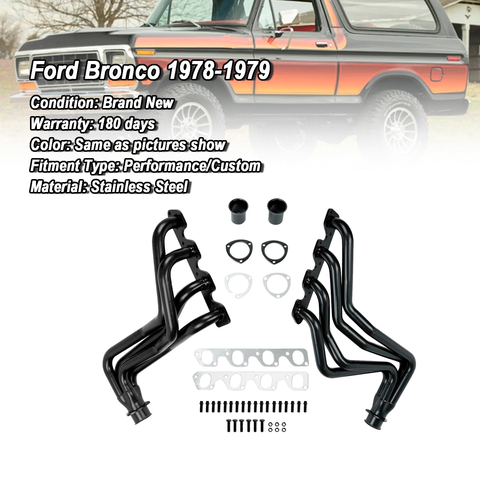 Exhaust Header Manifold Fit Ford Bronco 1978-1979 Ford F-150 1977-1979 6.6L
