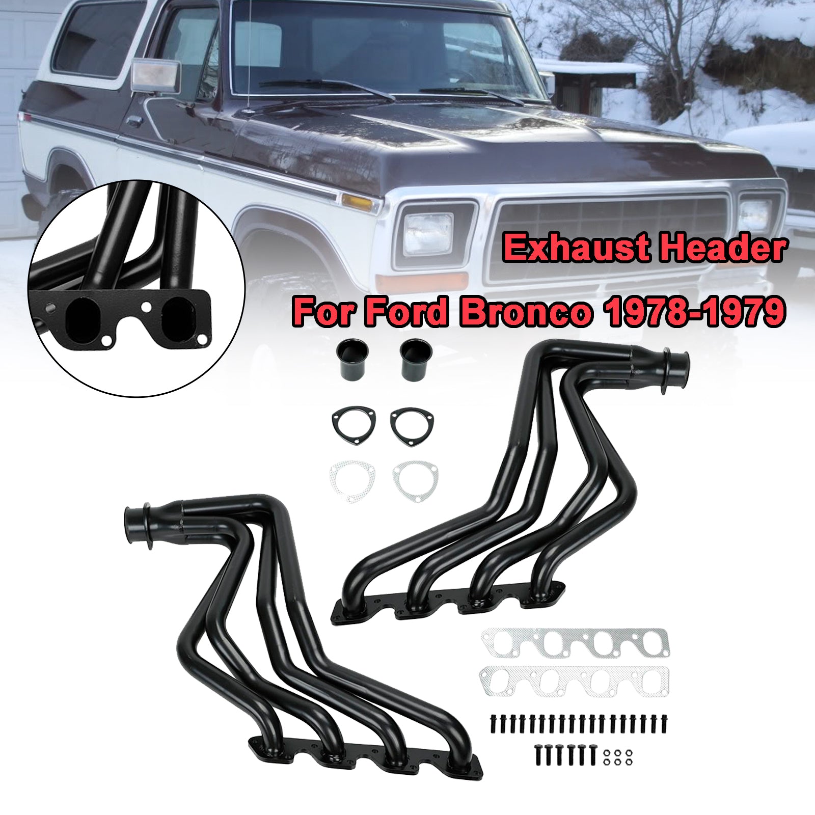 Exhaust Header Manifold Fit Ford Bronco 1978-1979 Ford F-150 1977-1979 6.6L