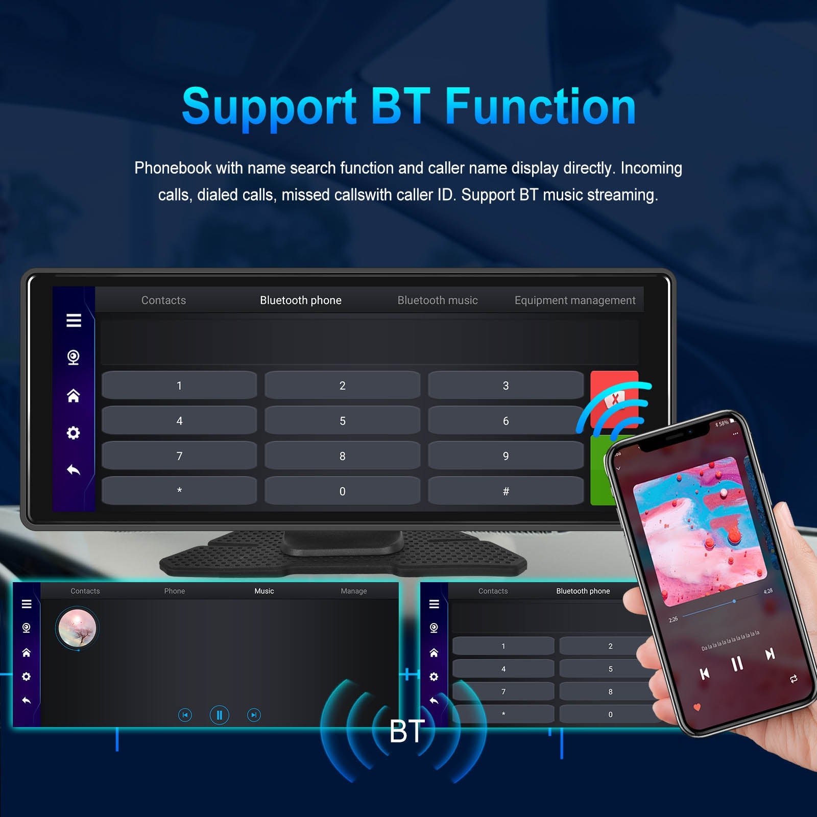 10.26"Bluetooth Car Navigation Carplay HD Large Touch Screen Recorder AHD Camera