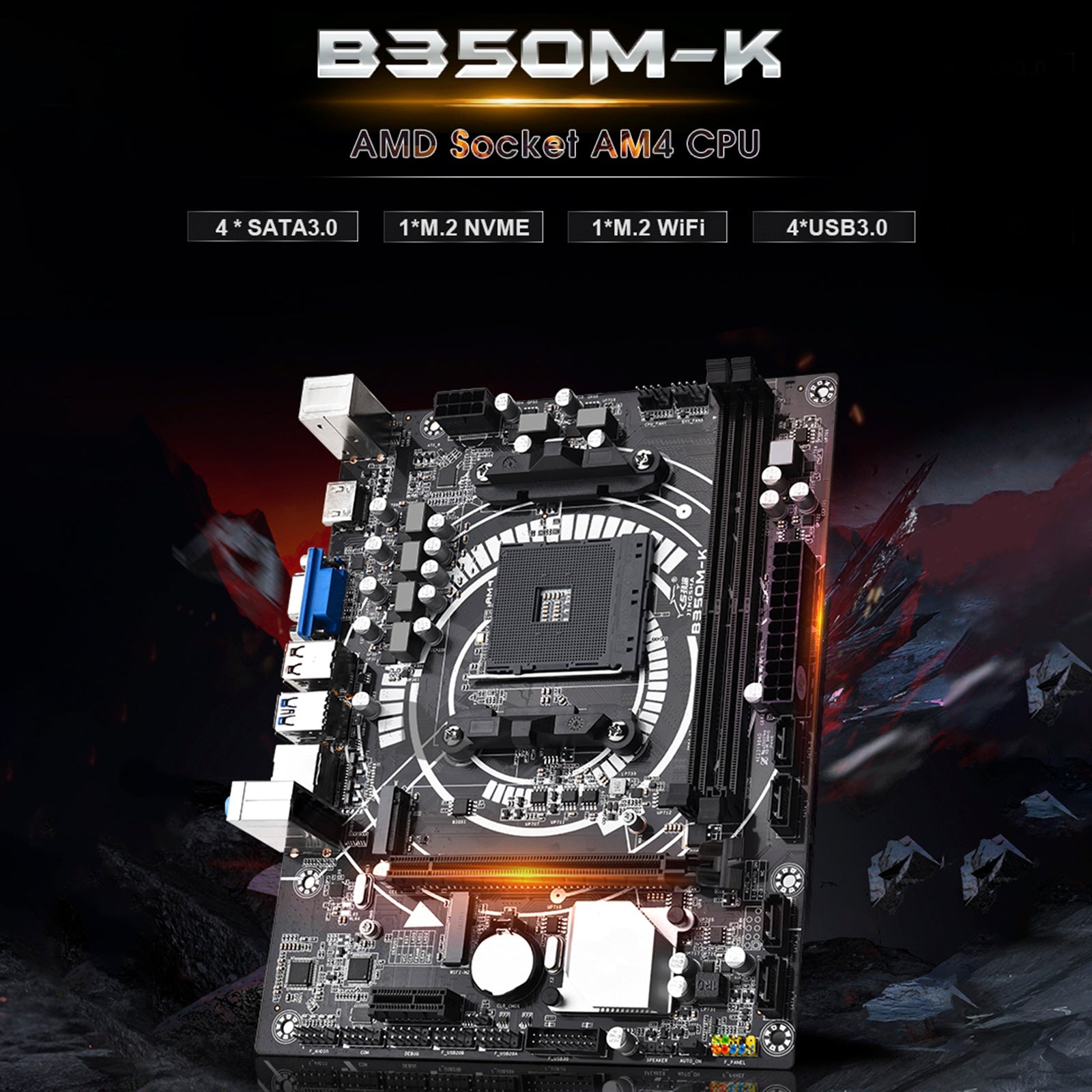 B350M-K 컴퓨터 마더보드 데스크탑 DDR4 AM4 CPU WIFI NVME 기가비트 네트워크 카드