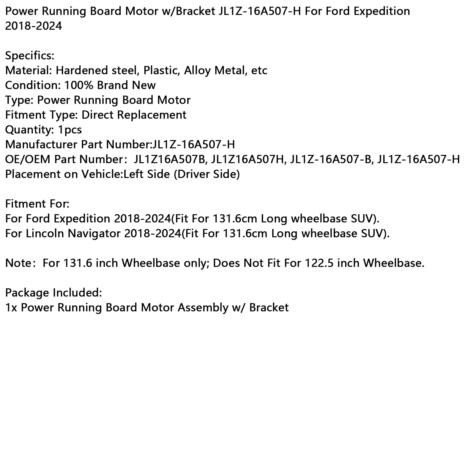 Power Running Board Motor w/Bracket  Fit For Ford Expedition 2018-2024 JL1Z-16A507-H