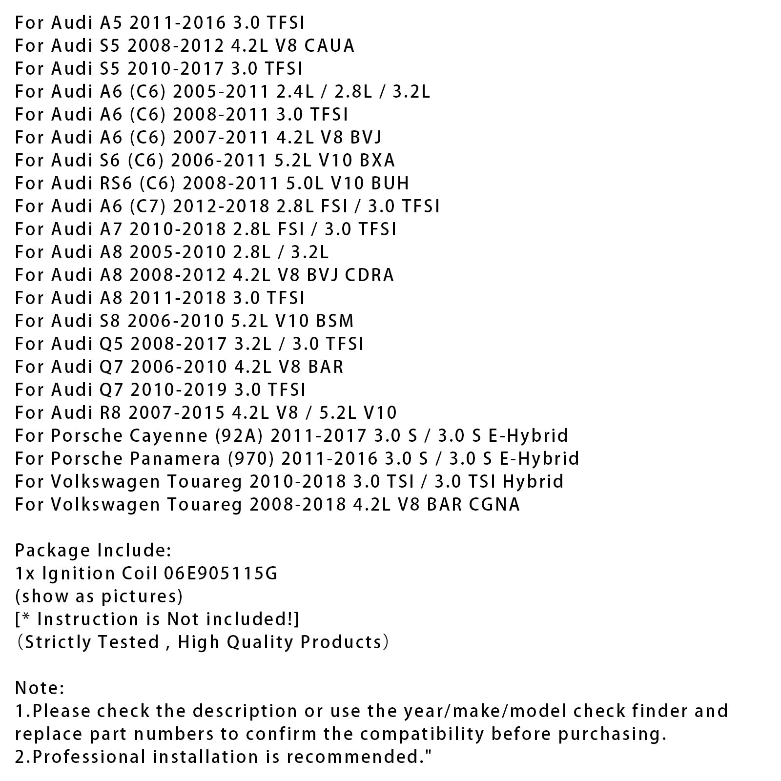 Ignition Coil 06E905115G For AUDI A4 A5 A6 A7 A8 Q5 Q7 S5