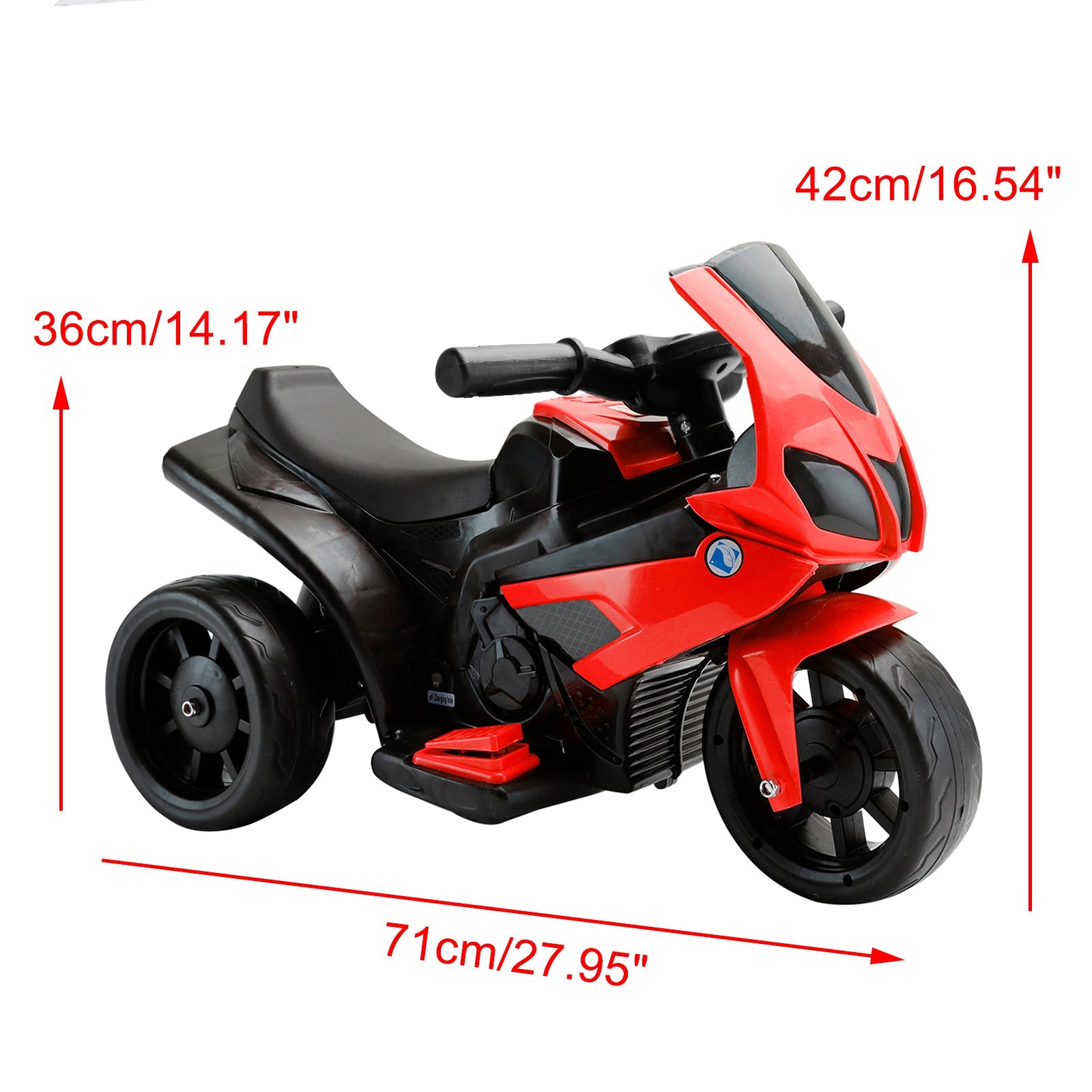 3Wheel 6V Kid Ride On Motorcycle Electric Toy With Remote Control LED Light Red