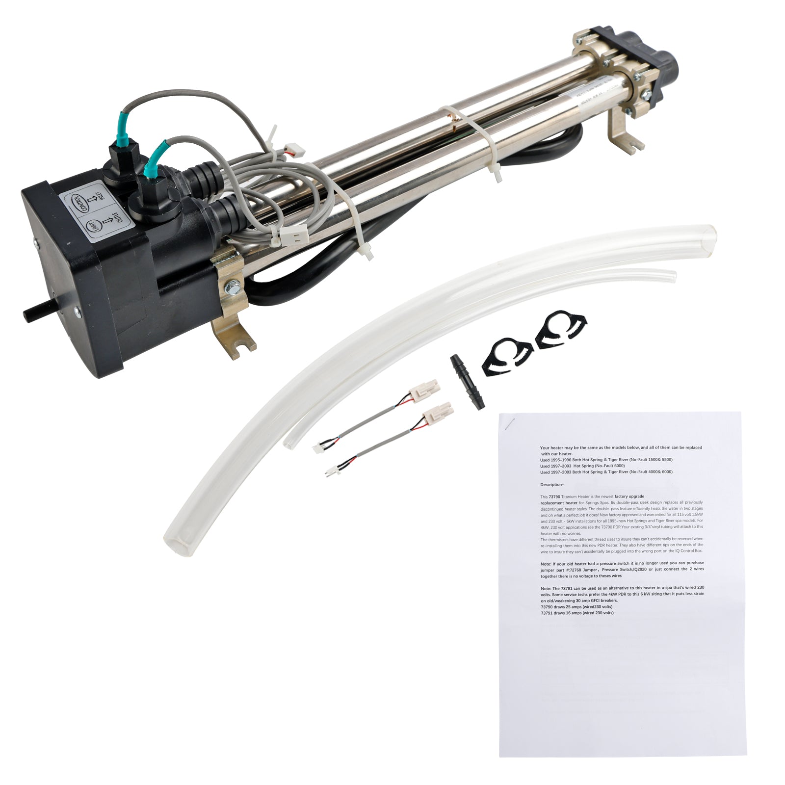 4KW Titanium No-Fault Spa Heater Assembly, Compatible with Watkins Hot Spring, Caldera & Tiger River, Replaces 73791/73039