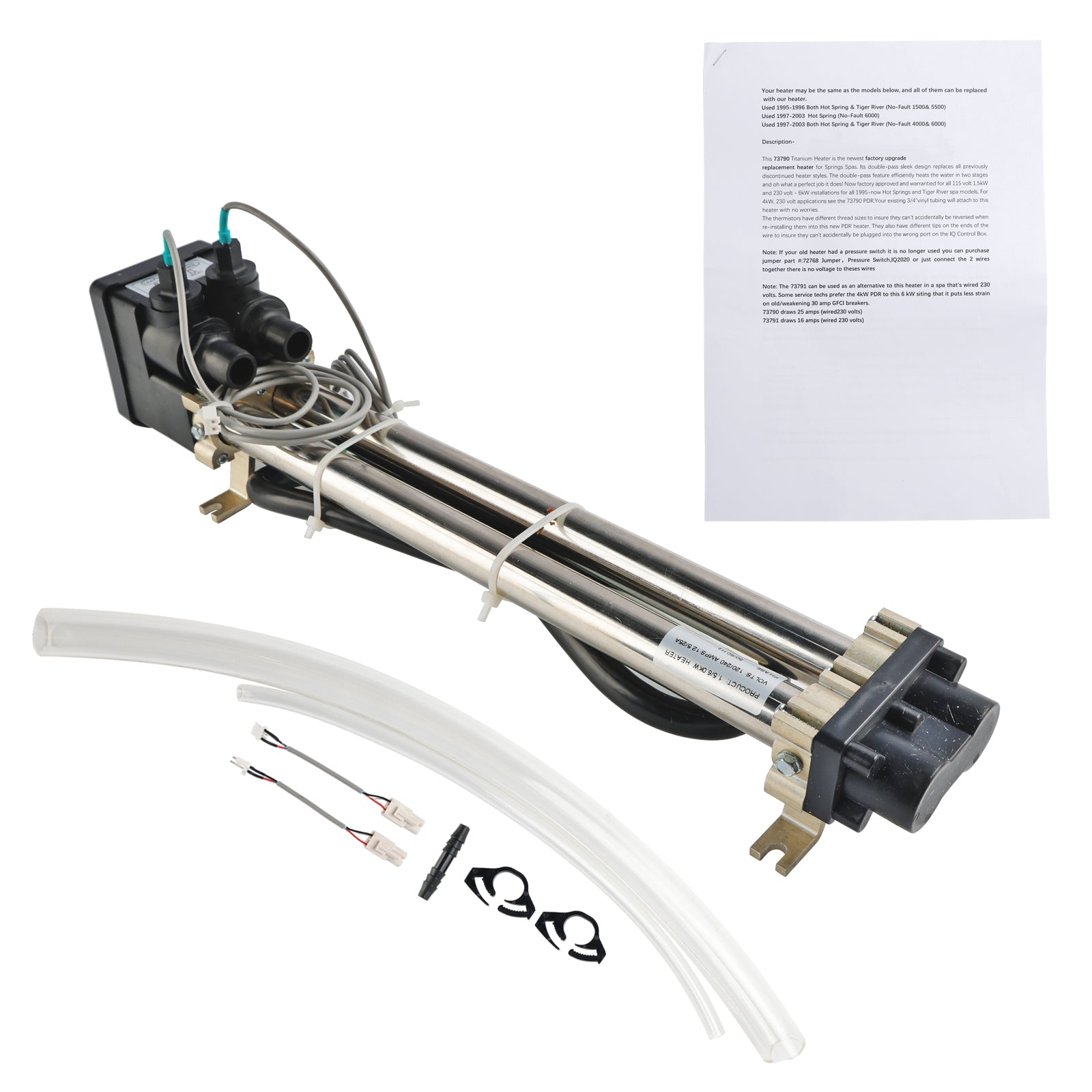 4KW Titanium No-Fault Spa Heater Assembly, Compatible with Watkins Hot Spring, Caldera & Tiger River, Replaces 73791/73039