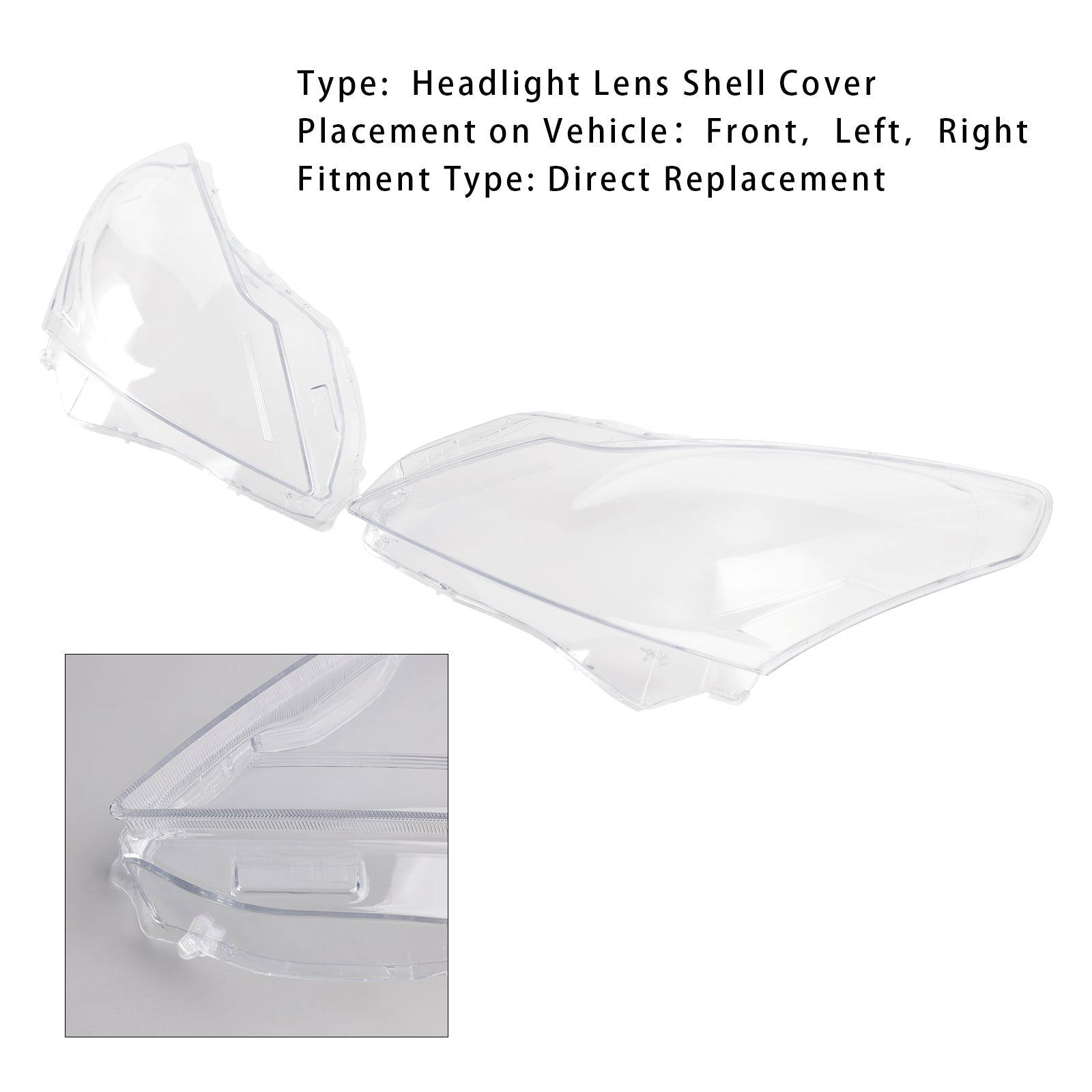 2010-2013 Infiniti G25 G37 Sedan 2pcs Headlight Lens Shell Cover Clear
