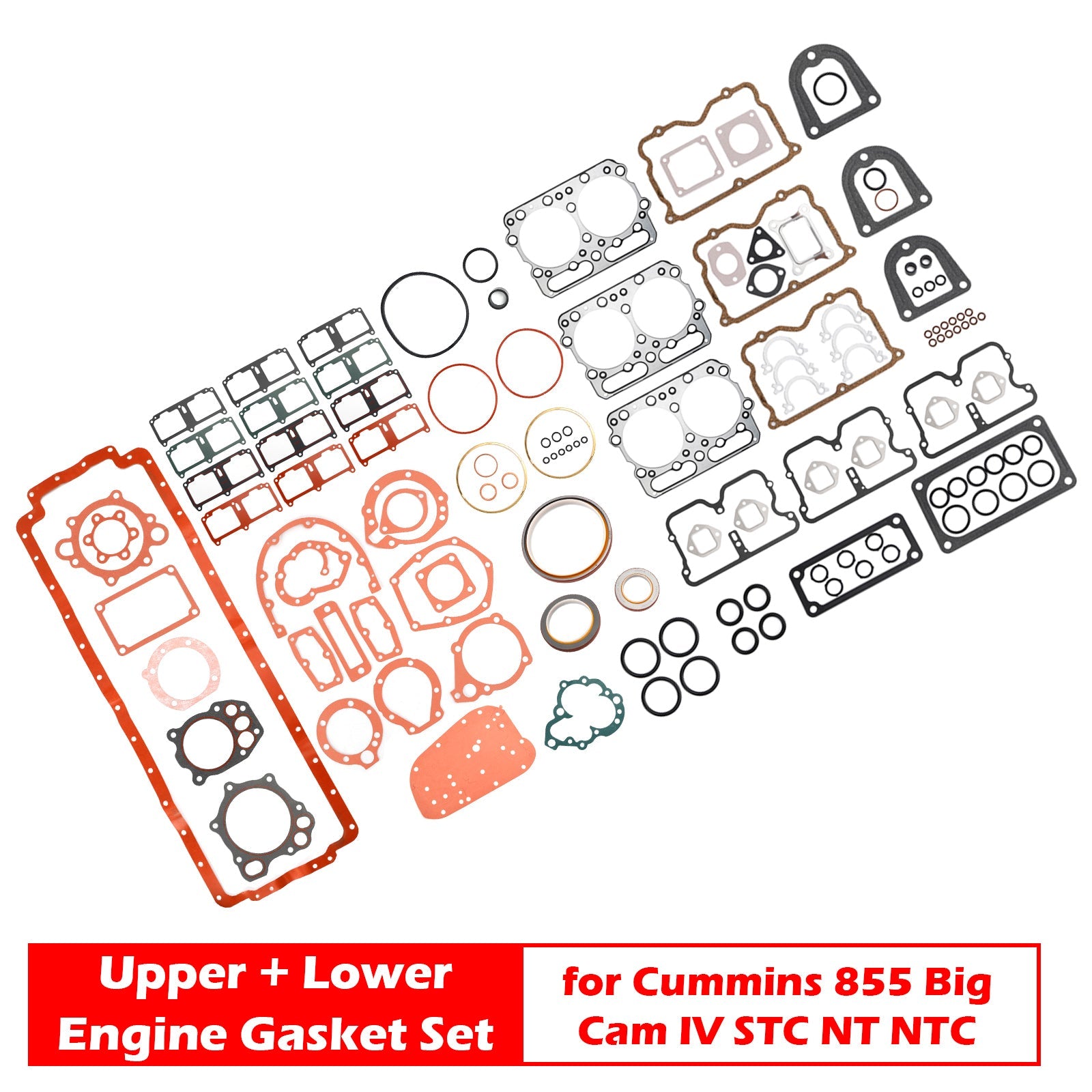 3801754 4024919 For Cummins 855 Big Cam IV STC NT NTC Upper+Lower Engine Gasket Set