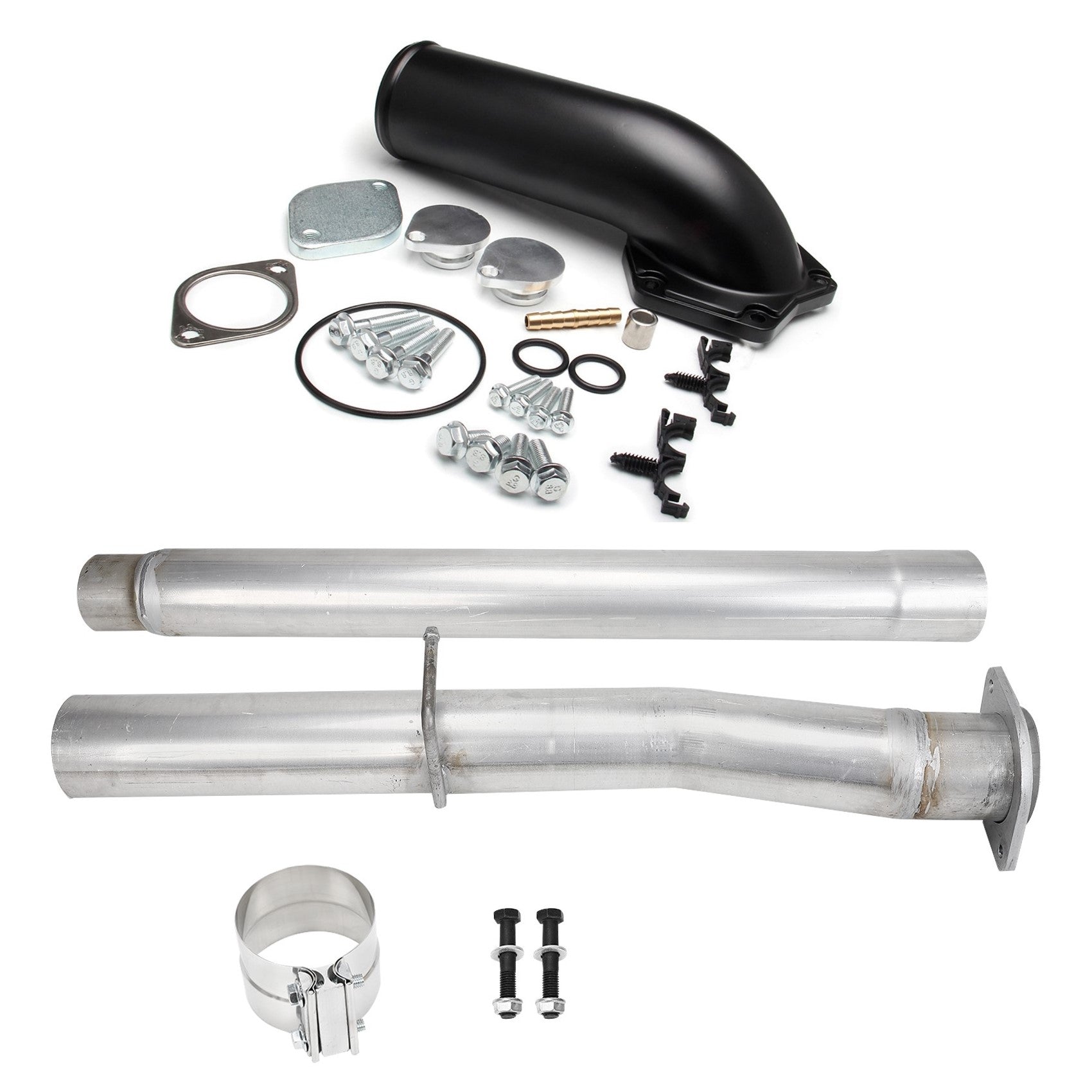 4" Exhaust Pipe & EGR Valve Delete Kit + Intake Elbow DIECAST for Ford F Powerstroke Diesel 6.4L 2008-2010