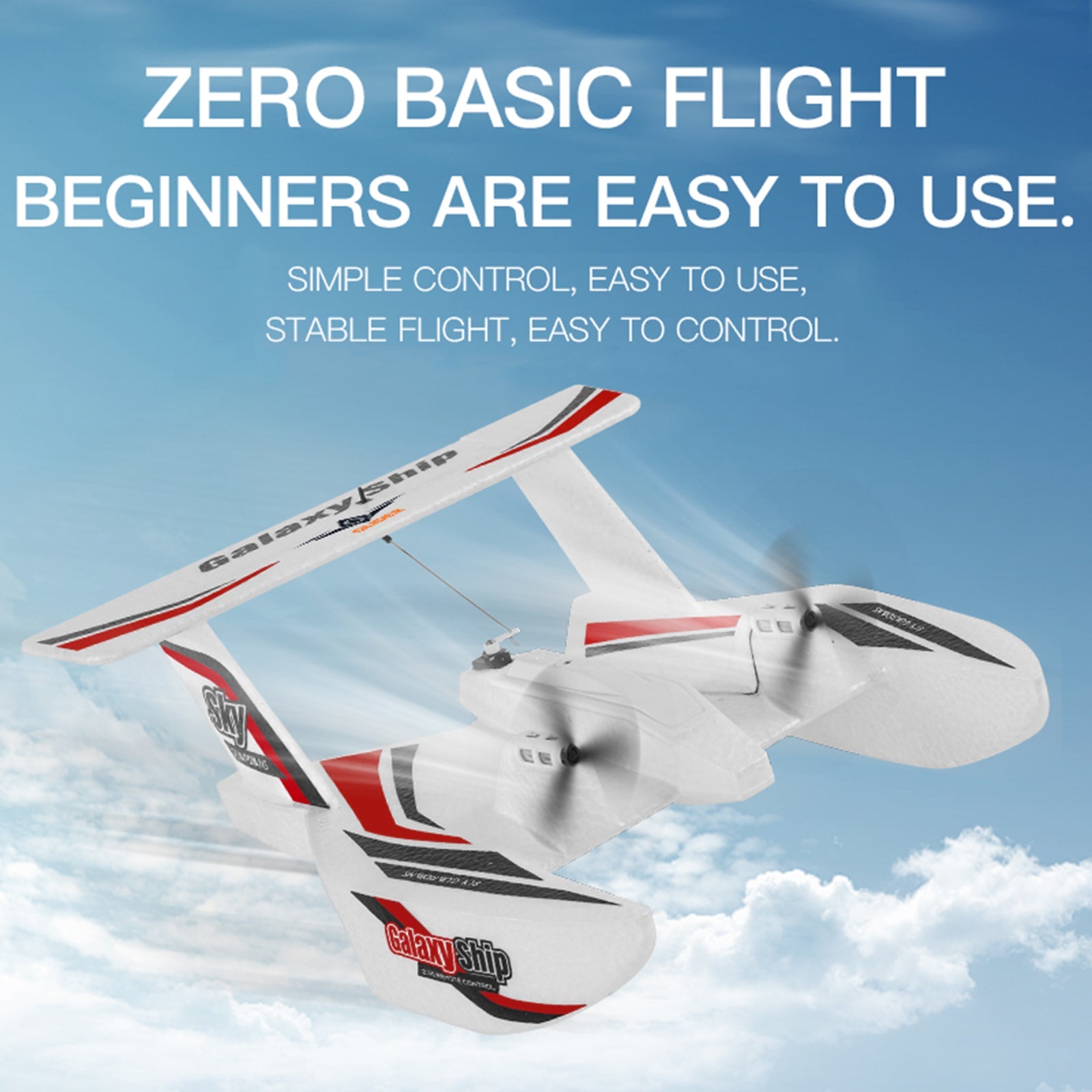RC Plane For Water Land & Air Aircraft 3Ch Remote With 2 Batteries 2.4Ghz Red