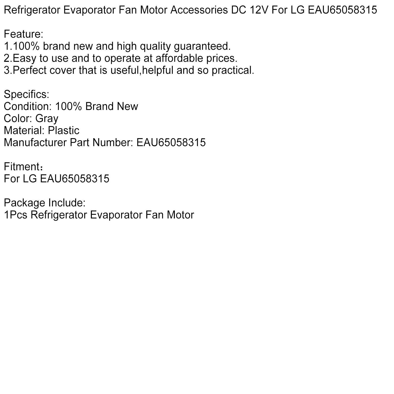 Refrigerator Evaporator Fan Motor Accessories DC 12V For LG EAU65058315