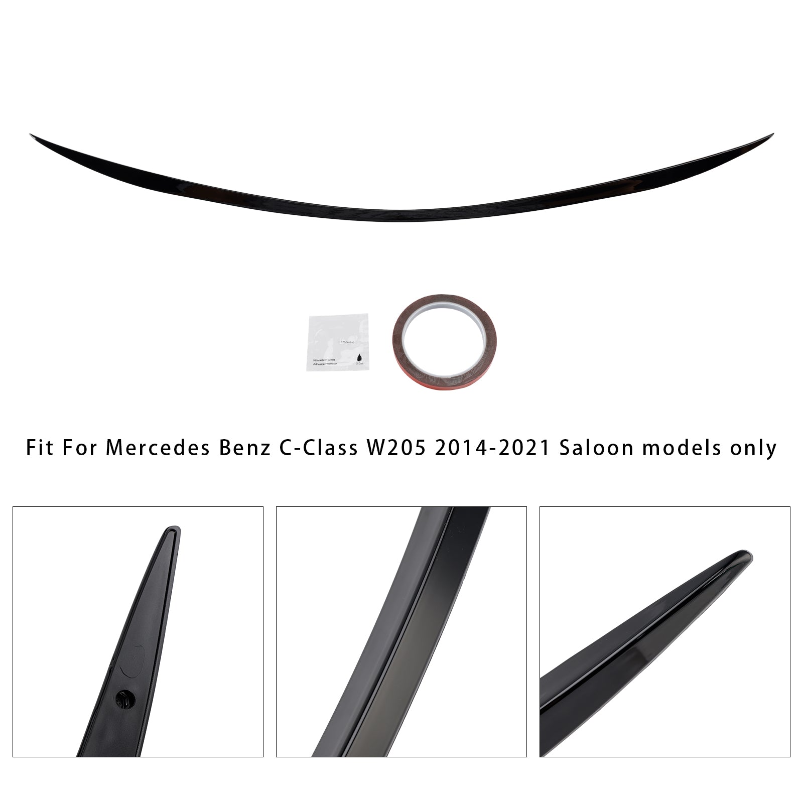 Gloss Black Rear Spoiler For Mercedes-Benz C-Class W205 2014-2121 C63 Style