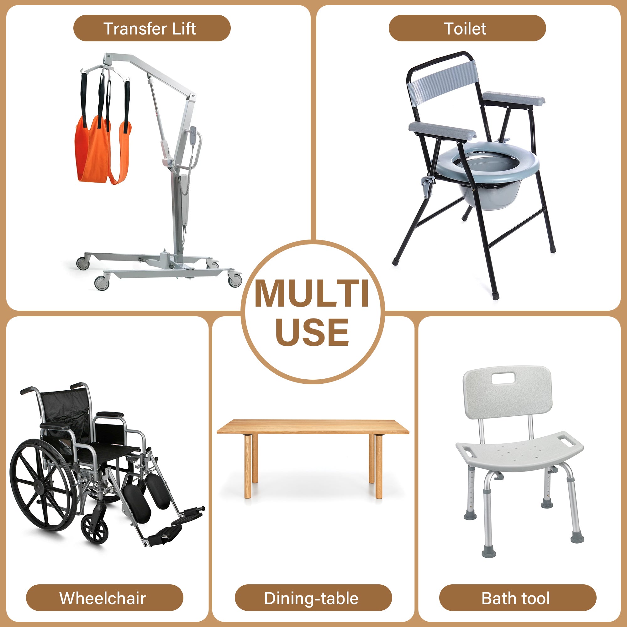 Patient Chair Hydraulic Transferred Lift Wheelchair w/180 degrees Split Seat And Table