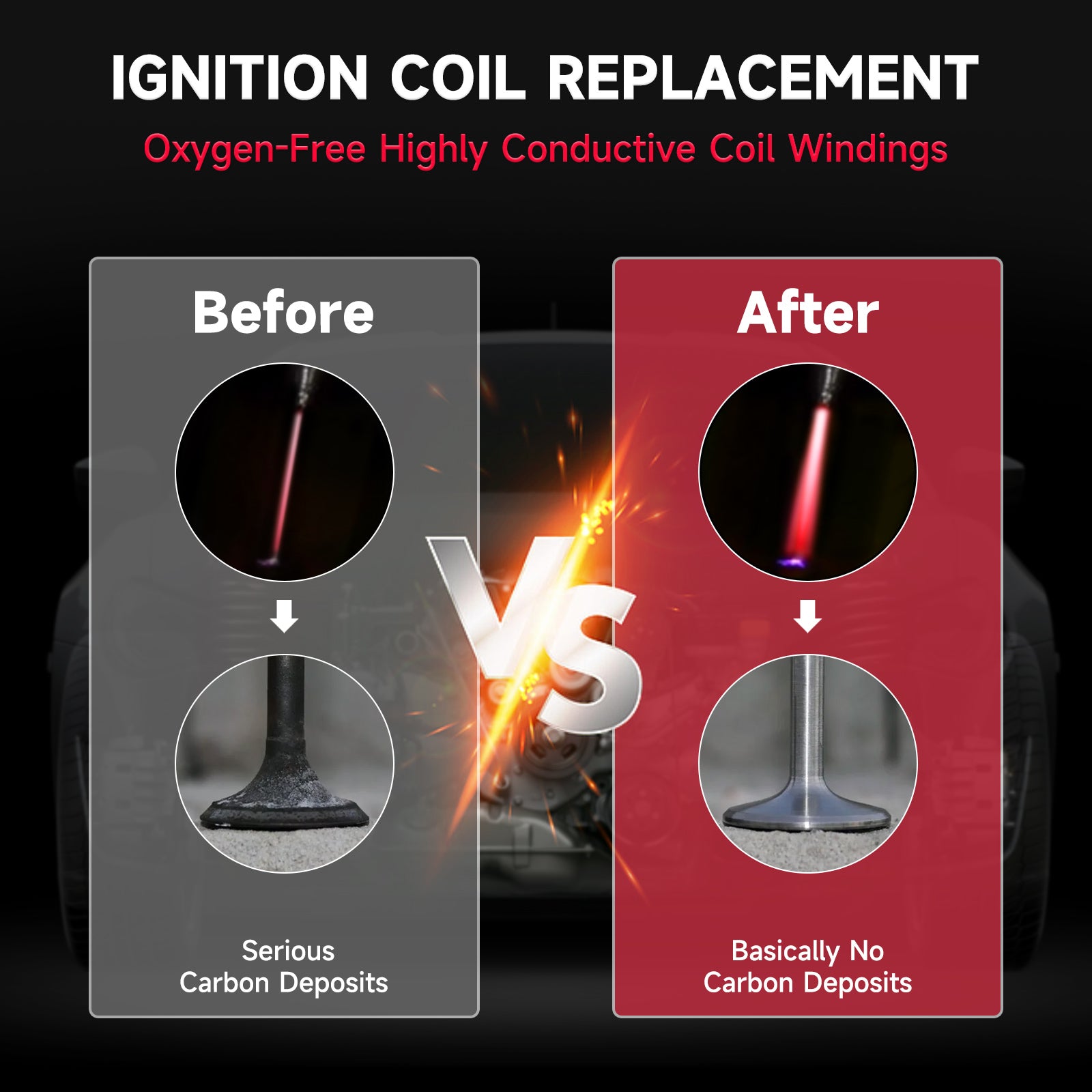 4x Red Coil Packs Set For Audi A3 A4 A5 A6 Q5 TT 06E905115 06D905115 06E905115E