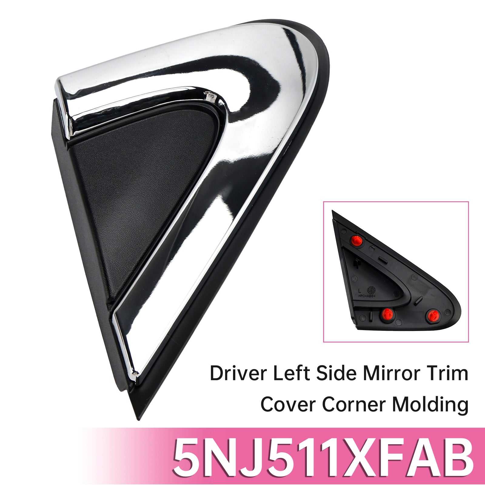 Driver Left Side Mirror Trim Cover Corner Molding for Chrysler 200 2015-2017