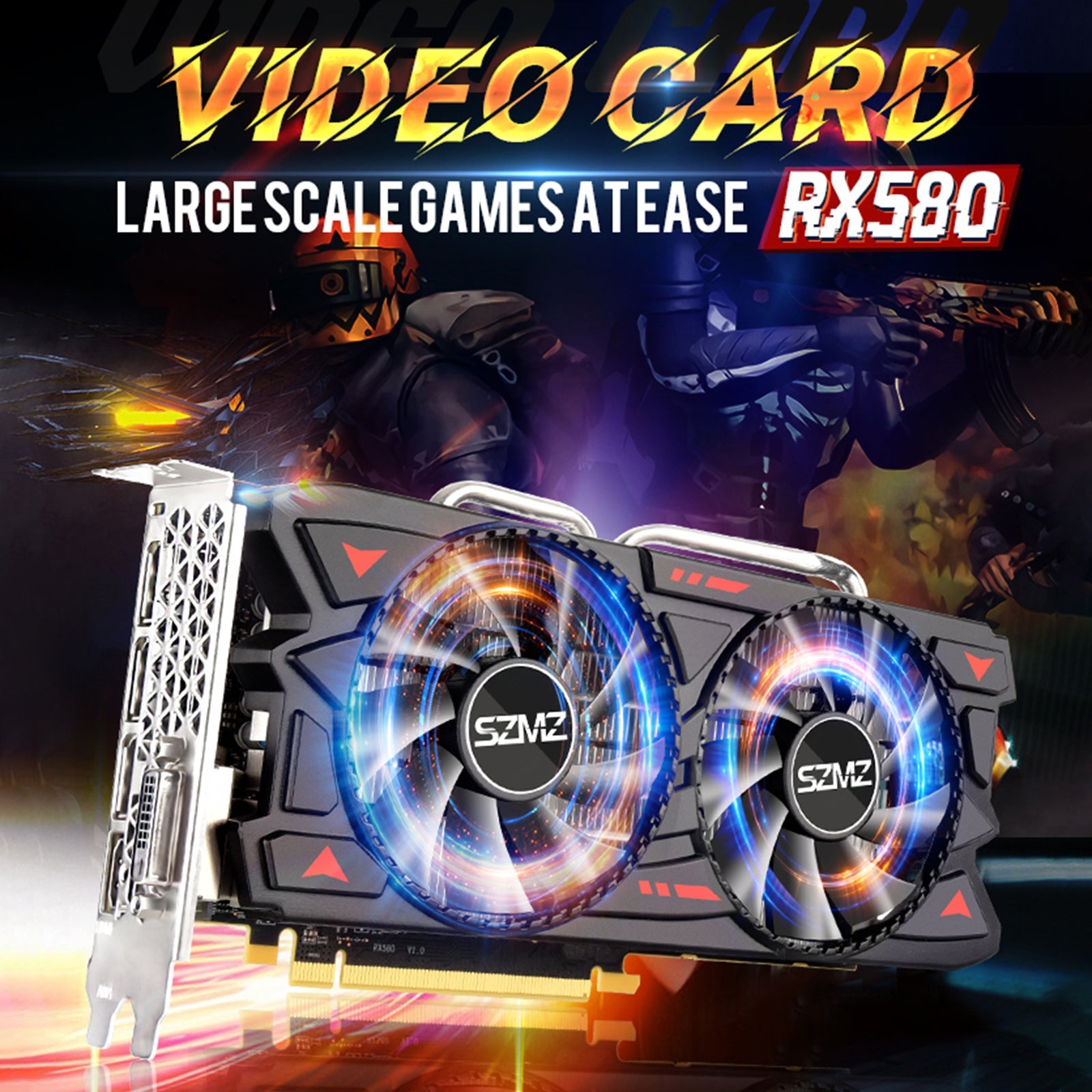 RX580 8G Dual Fans Independent Graphics Card Desktop Computer Lighting Card