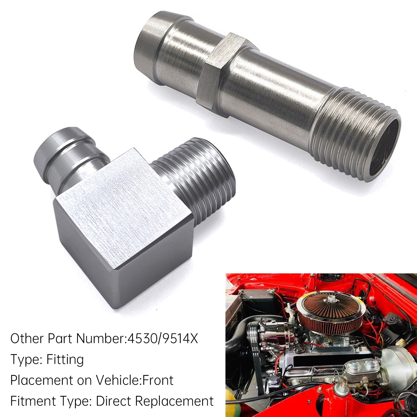 2PCS Heater Hose Fitting 3/4" Water Pump 5/8" Intake For Chevy SBC V8 Engines