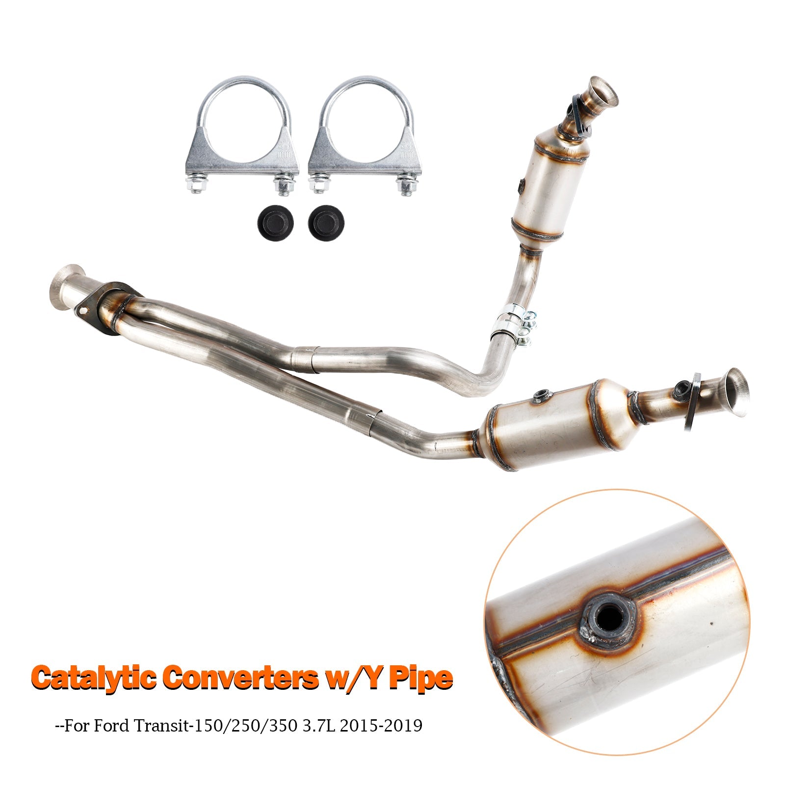 Catalytic Converters w/Y Pipe For Ford Transit-150/250/350 3.7L 2015-2019