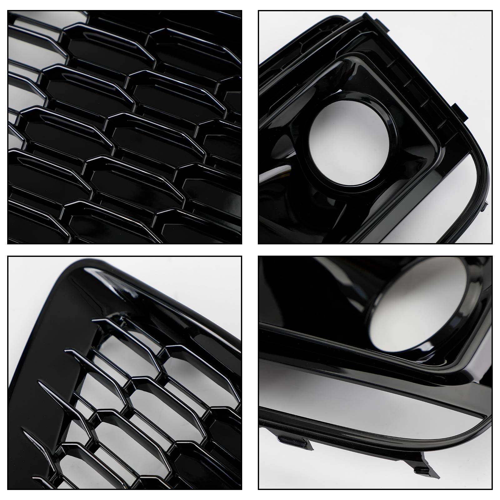 RSQ5 Black Front Honeycomb Fog Lamp Grilles Cover Fit Audi Q5 SQ5 2018-2020