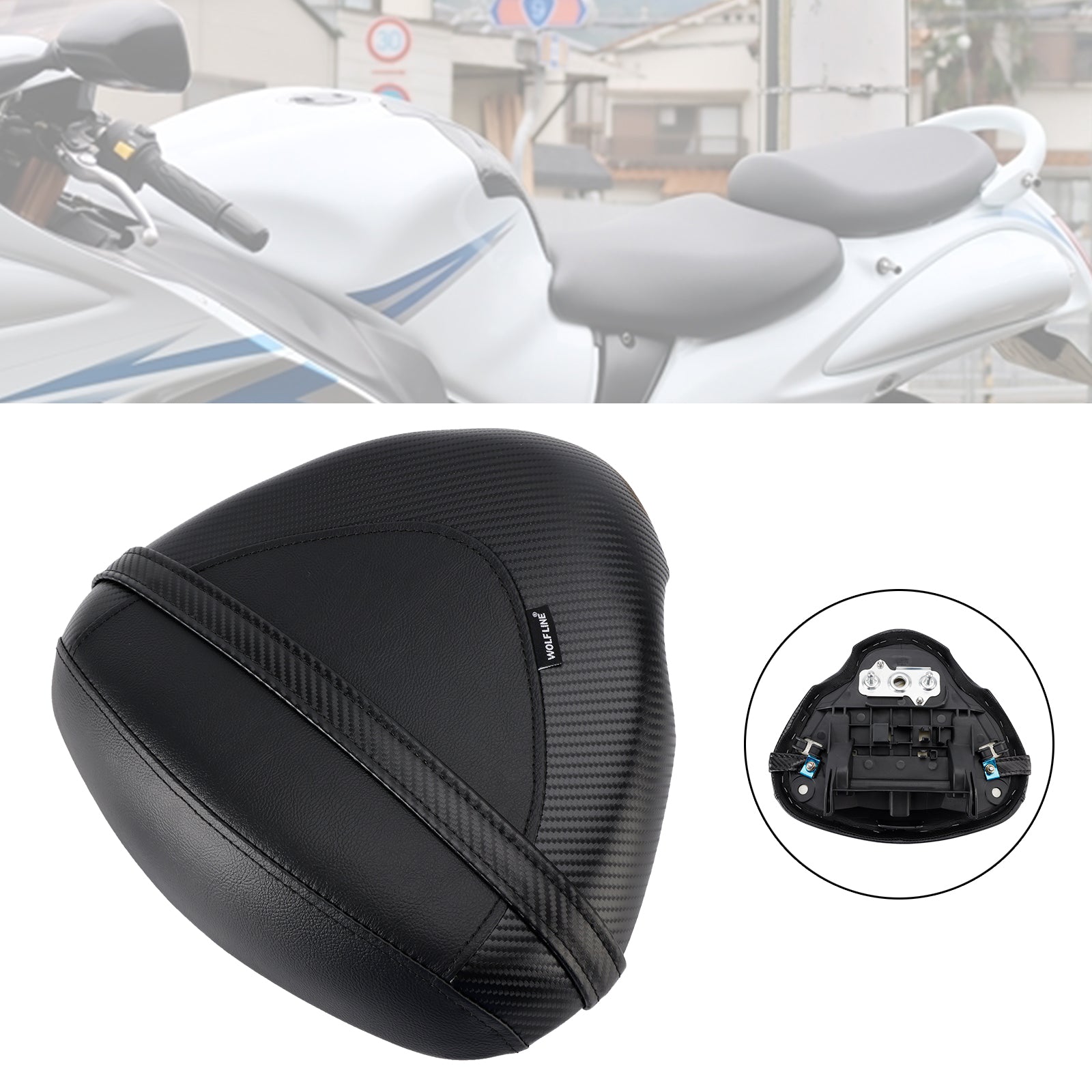 2022-2024 SUZUKI Hayabusa GSX1300R Rear Seat Passenger Cushion Flat Pu White