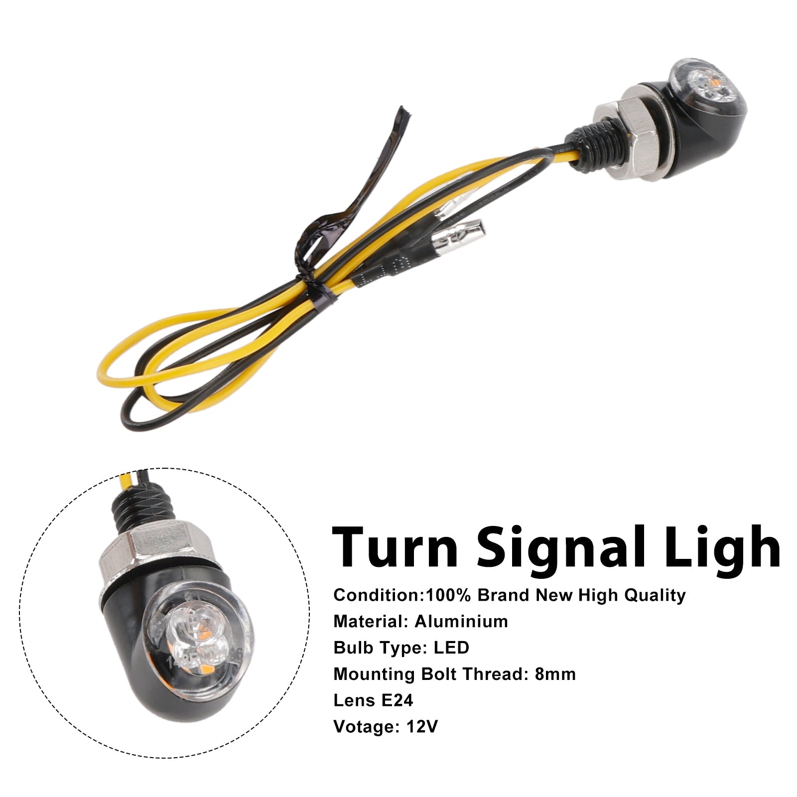 12V LED Turn Signal Indicator Light 8mm Universal Motorcycle For Honda