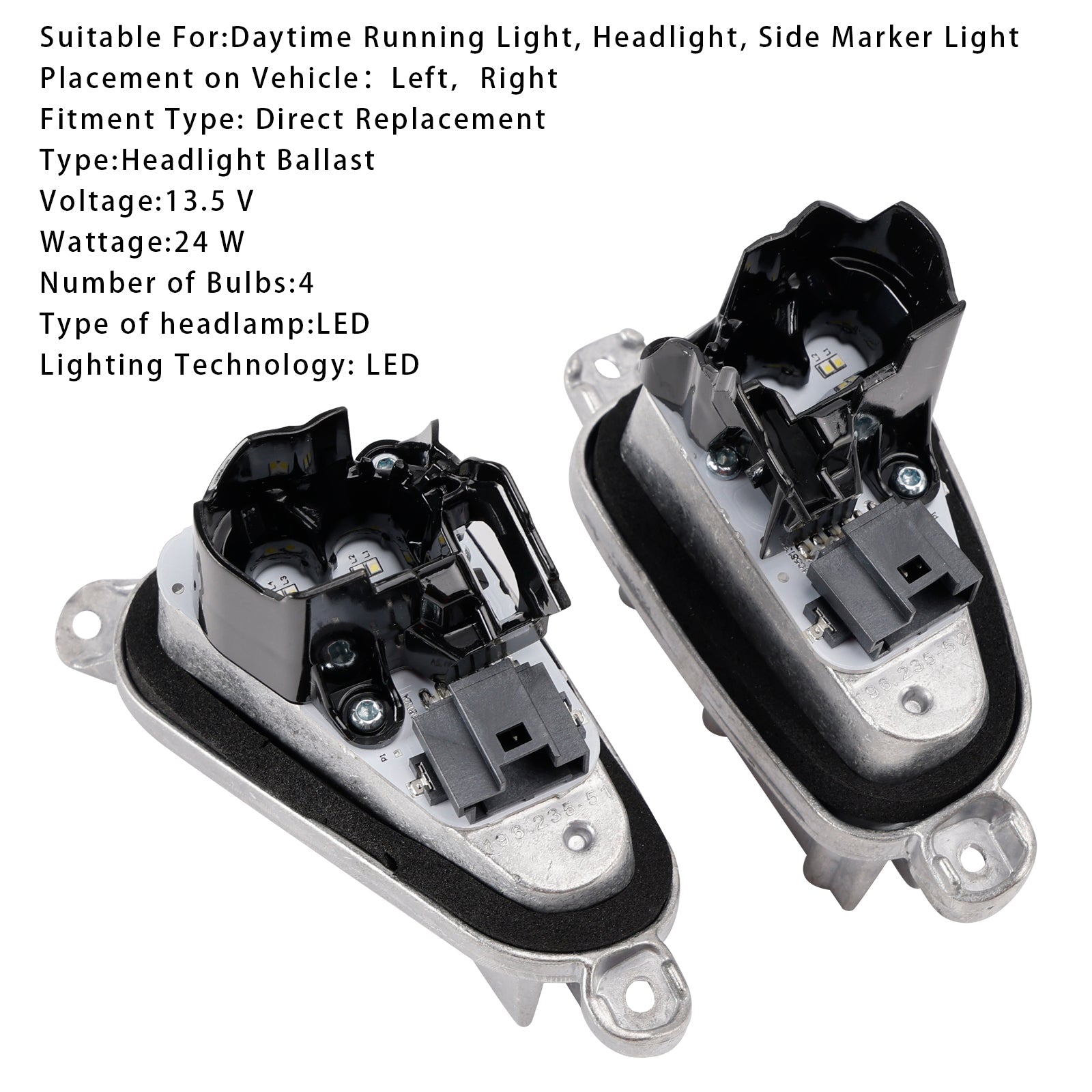 2PCS LED Headlight Daytime Running Light Module Ballast 19623501 For Renault