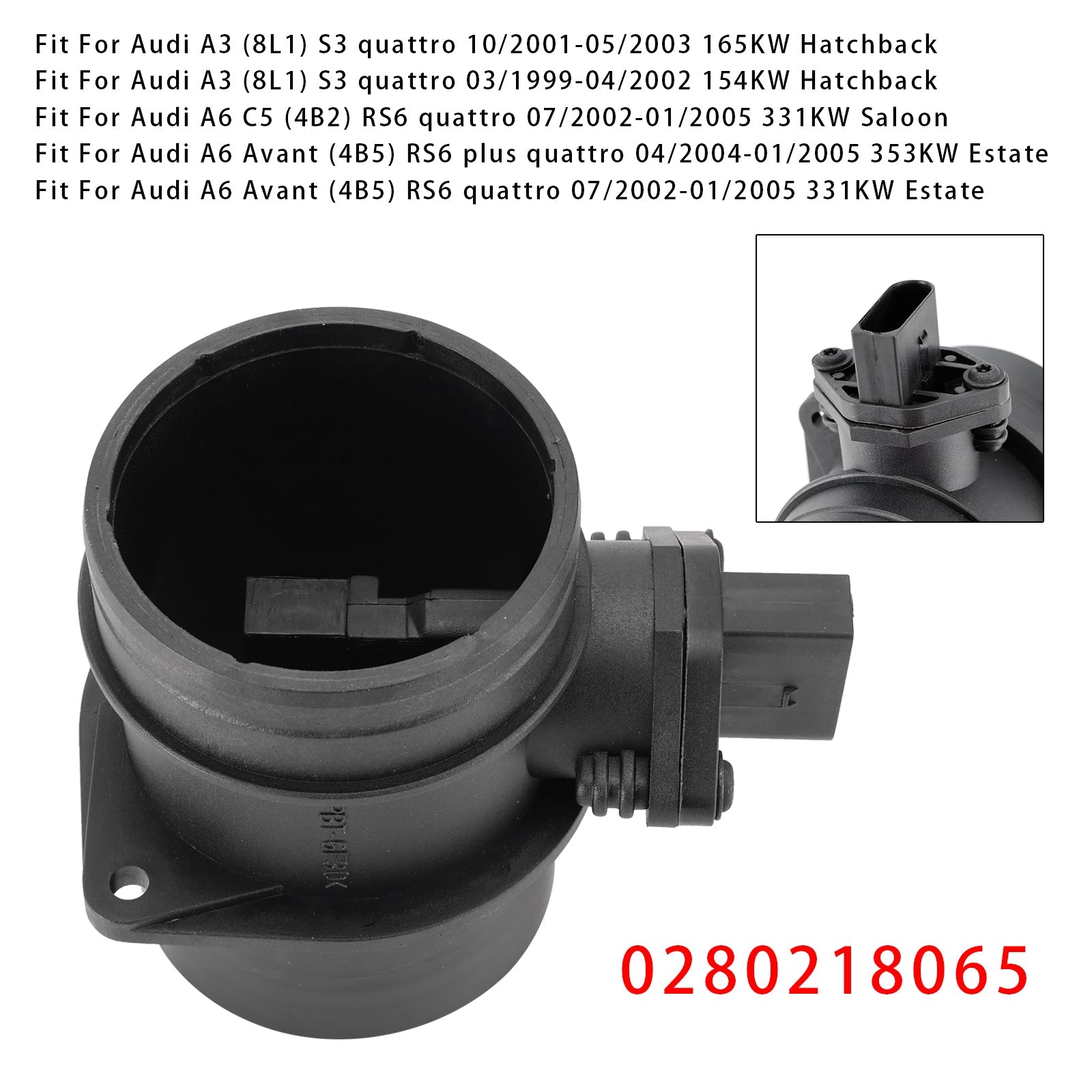 Mass Air Flow Meter Sensor For Audi TT RS6 Avant Leon 0280218065