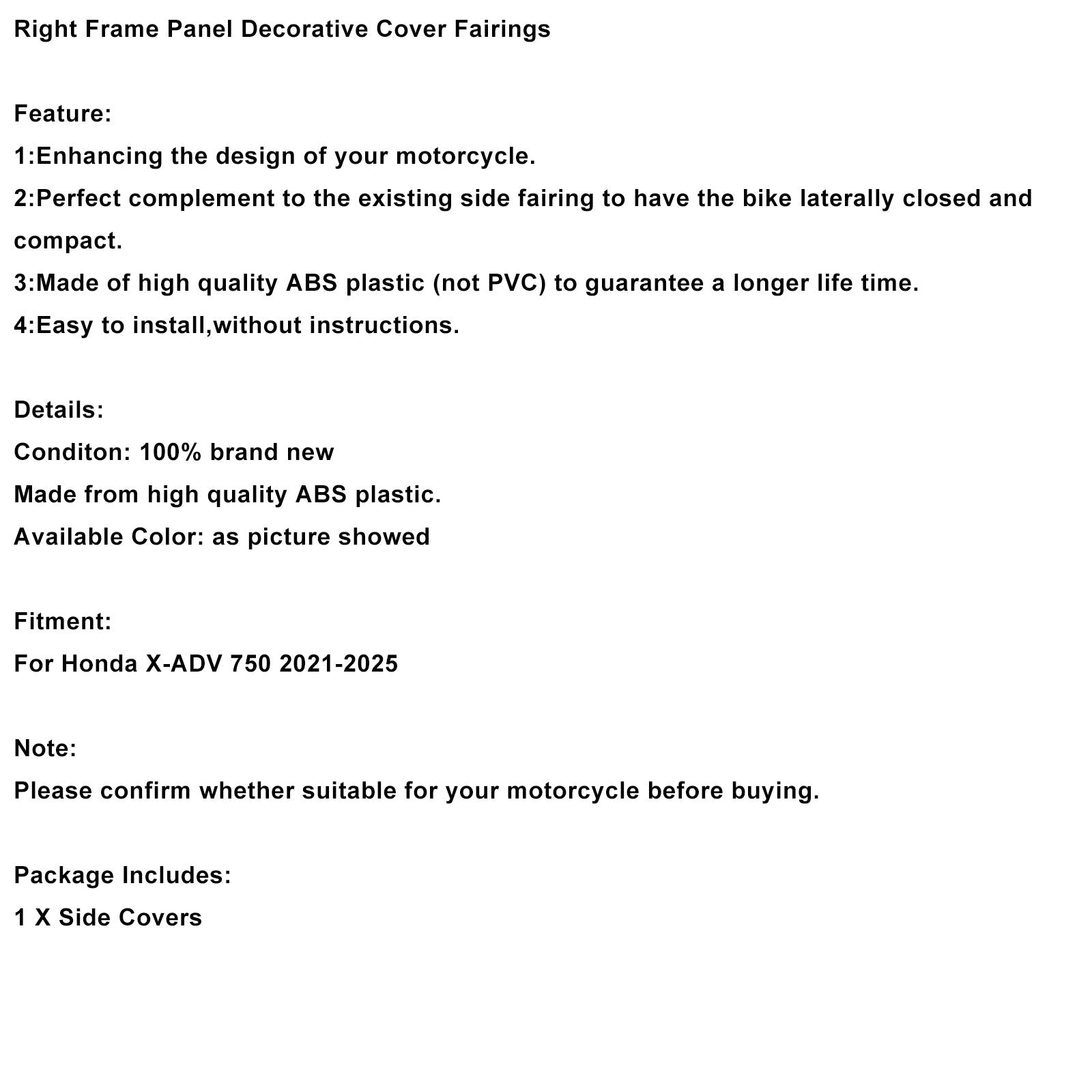 2021-2025 Honda X-ADV 750 Right Frame Panel Decorative Cover Fairings