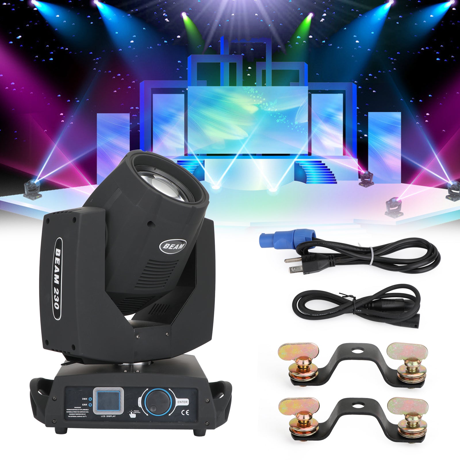 230 واط 7R تكبير شعاع الرأس المتحرك ضوء شاربي 8 بريزم ستروب DMX 16Ch Party US