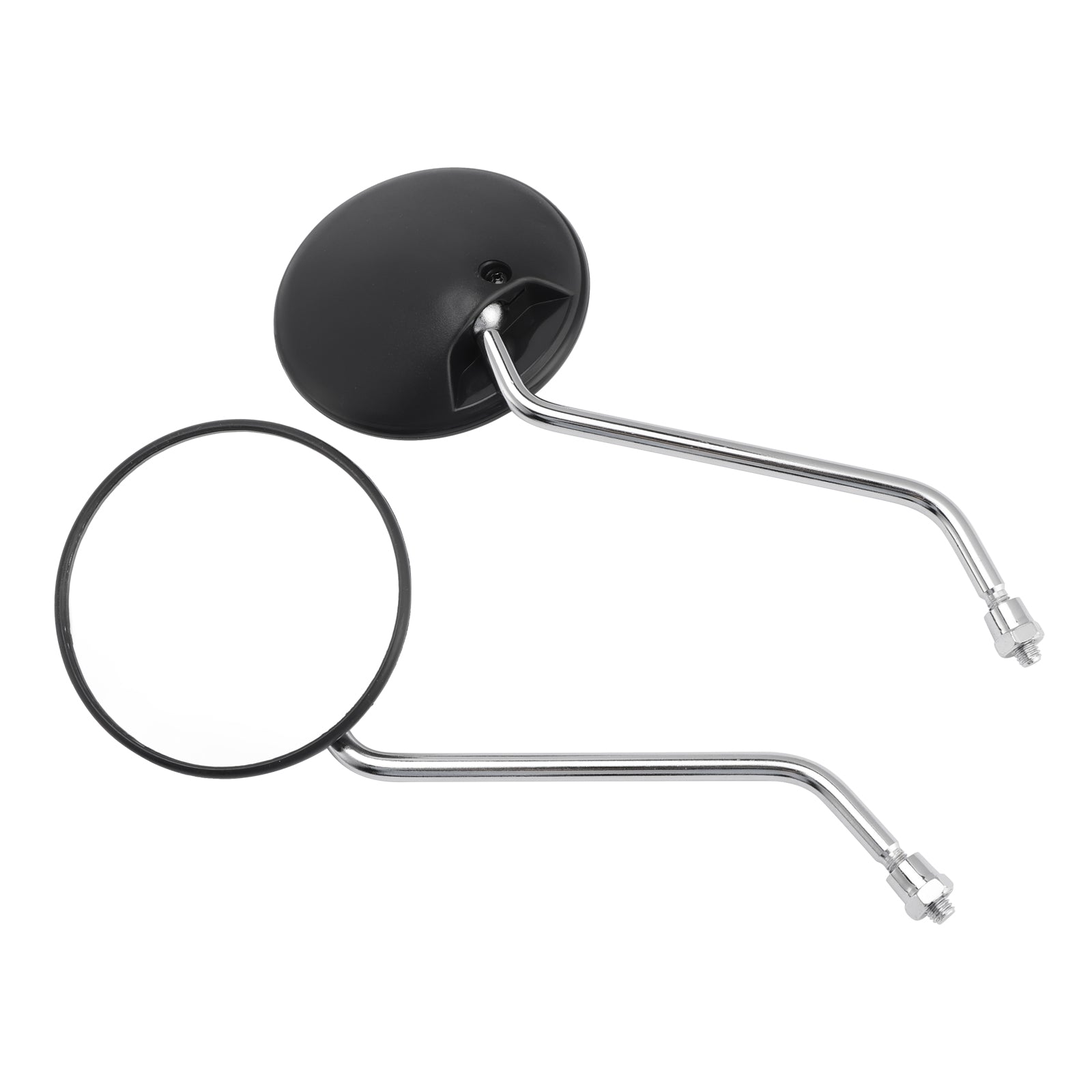 Pair Round Mirrors Black For Piaggio Vespa Scooter Moped 8mm Universal Fit