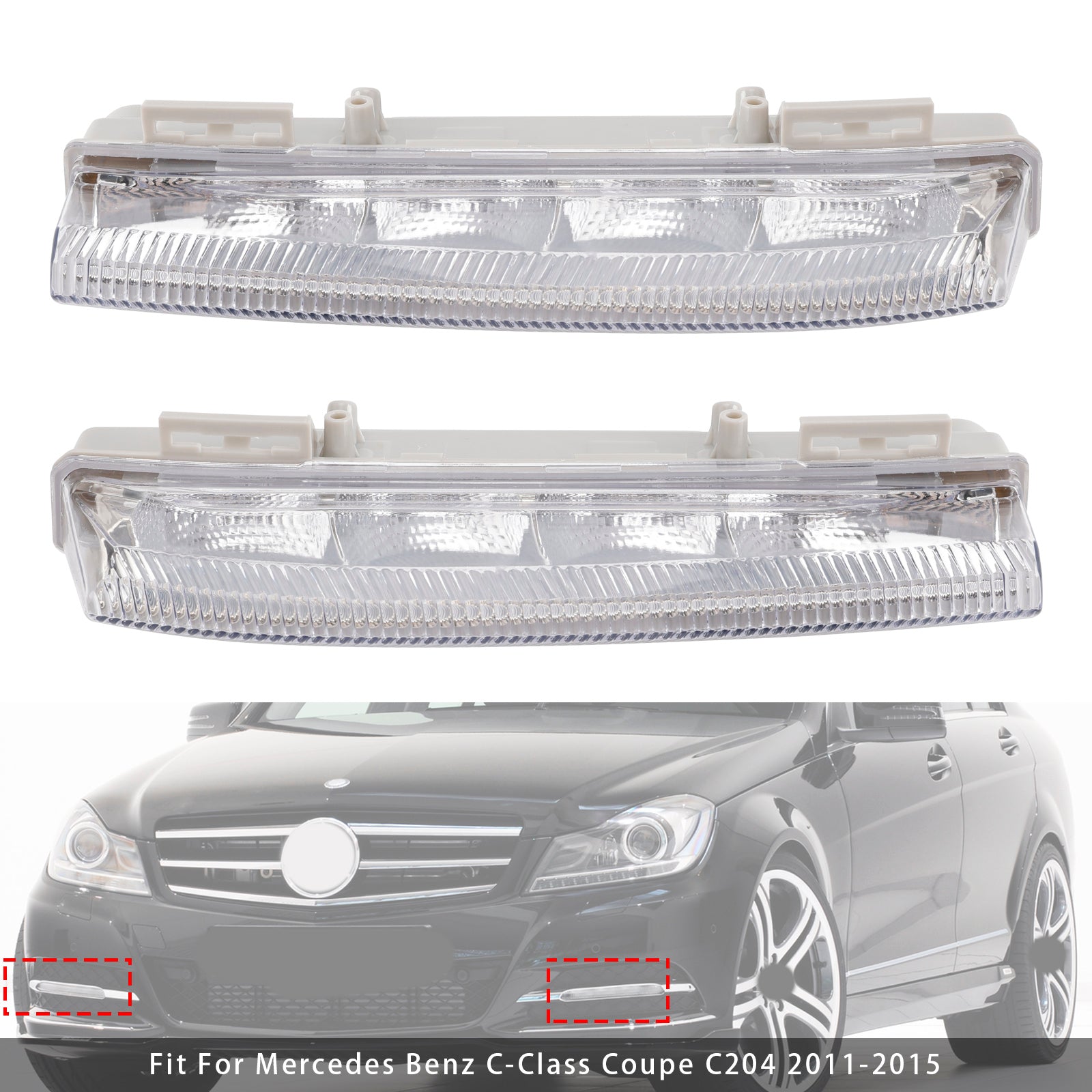 Pair LED Daytime Running Fog Lights  For Mercedes Benz W204 S204 W212 2007-2014