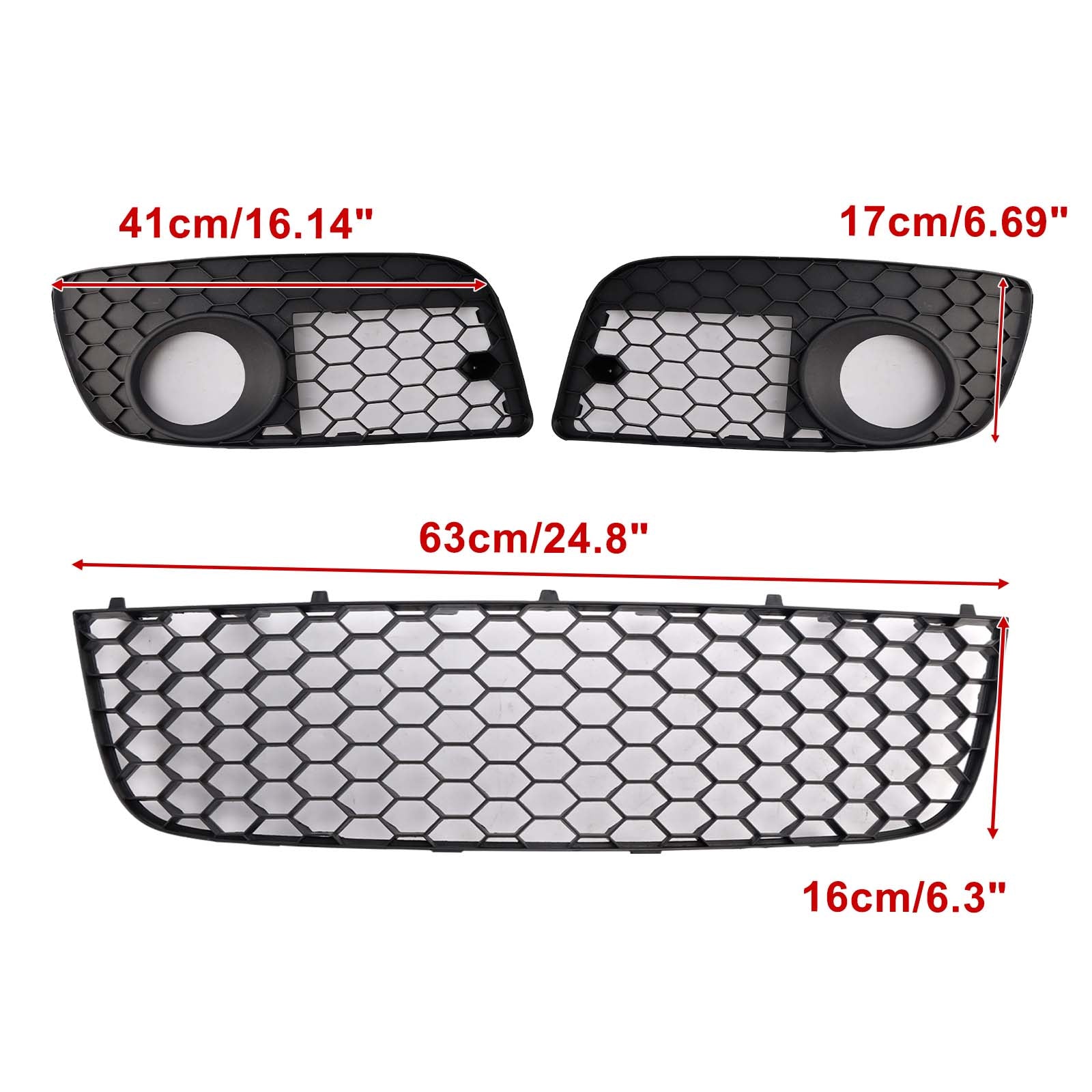 2006-2009 For VW GOLF MK5 GTI 3PCS Front Lower Bumper Grille + Fog Light Cover